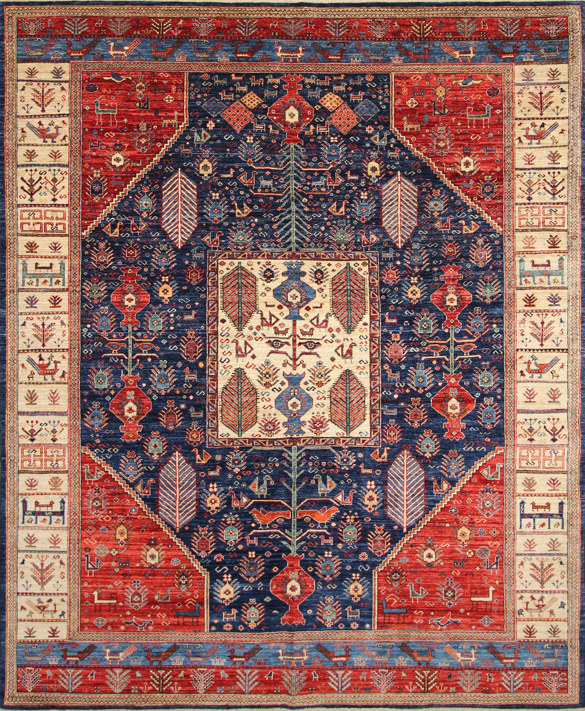 8x10 Gabbeh Navy Blue Afghan Hand knotted Wool Oriental Rug - Yildiz Rugs