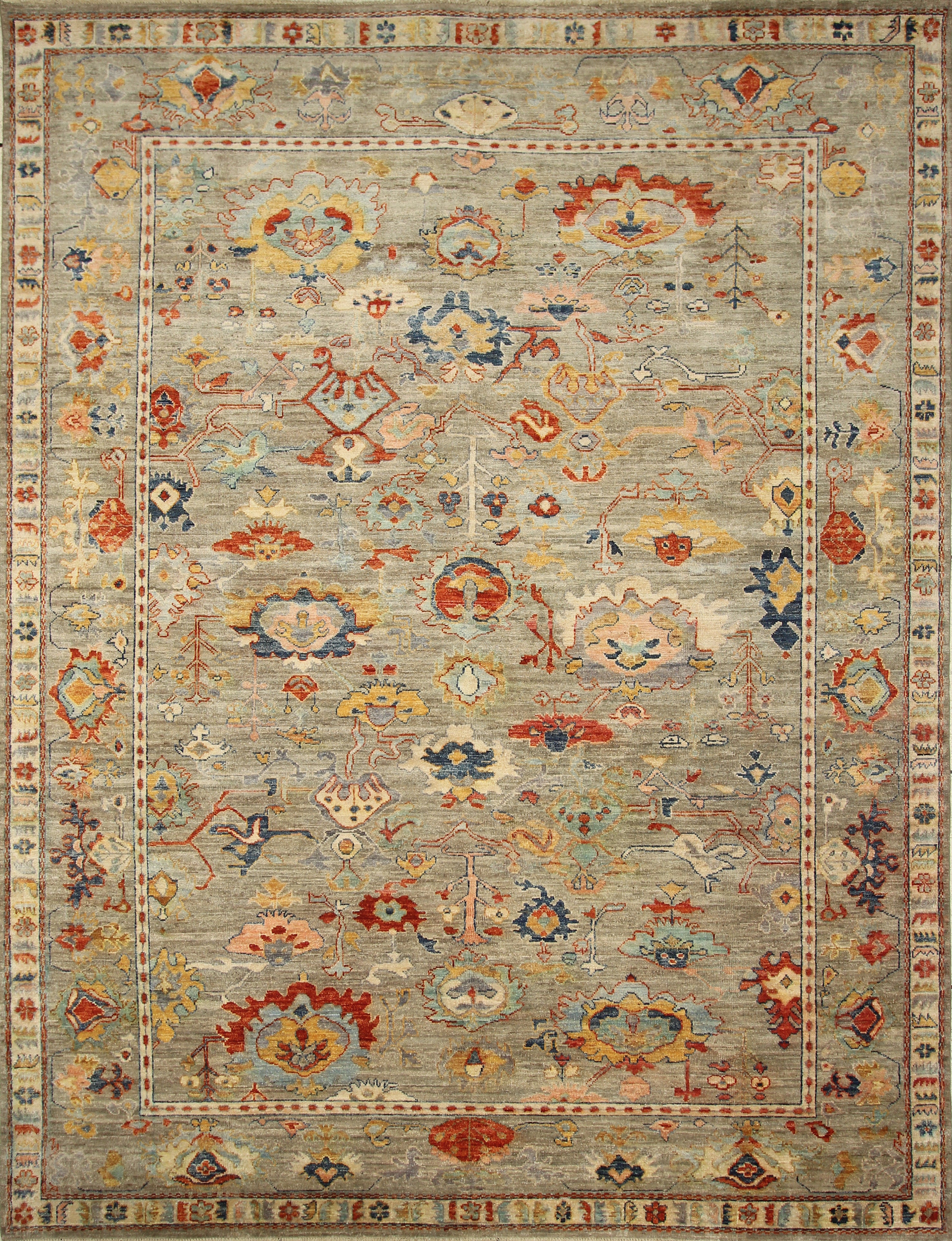 9x12 Oushak Muted Sage Green Hand knotted Oriental Rug - Yildiz Rugs