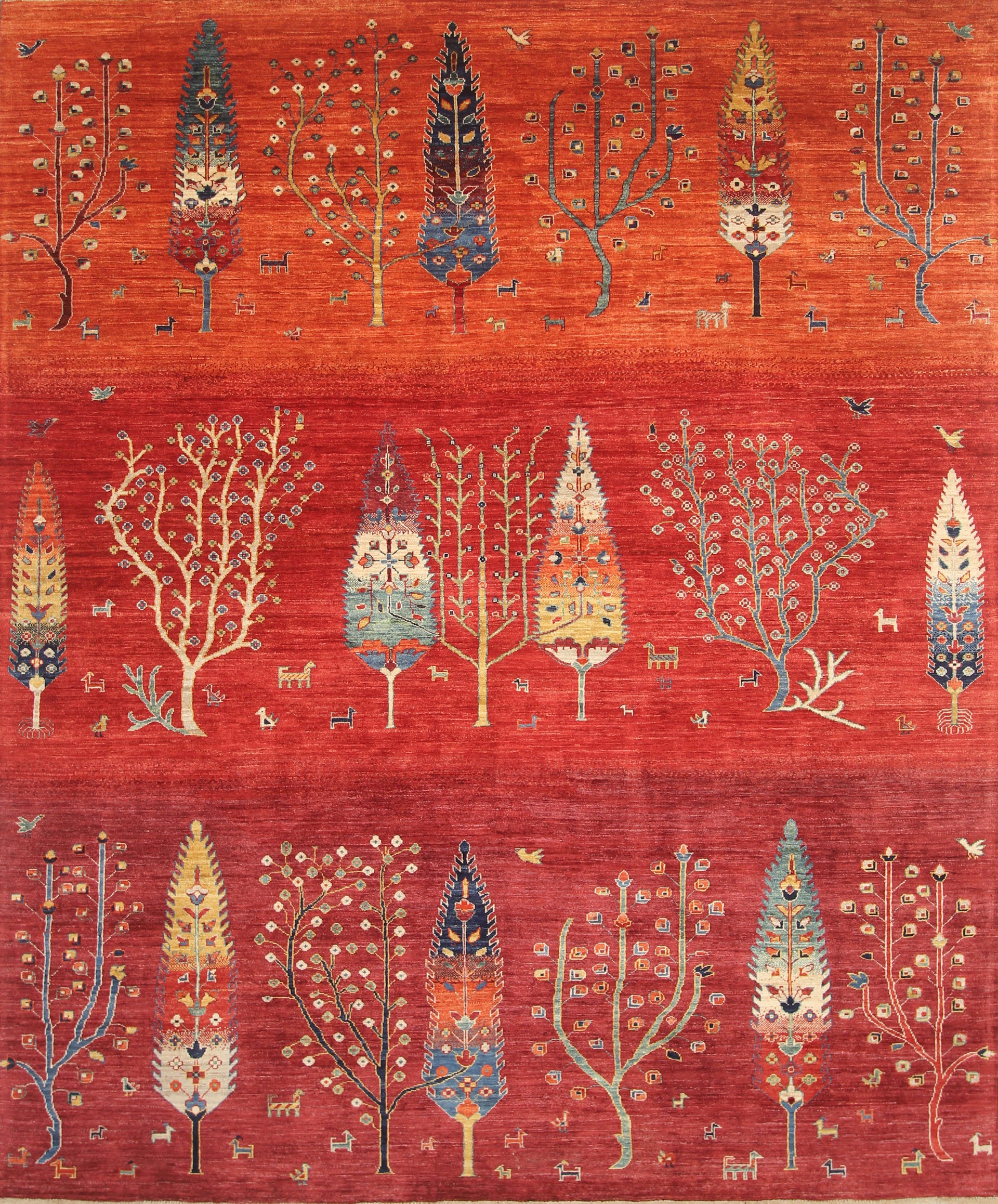 8x10 Red Gabbeh Afghan Tree of Life Hand knotted Wool Rug