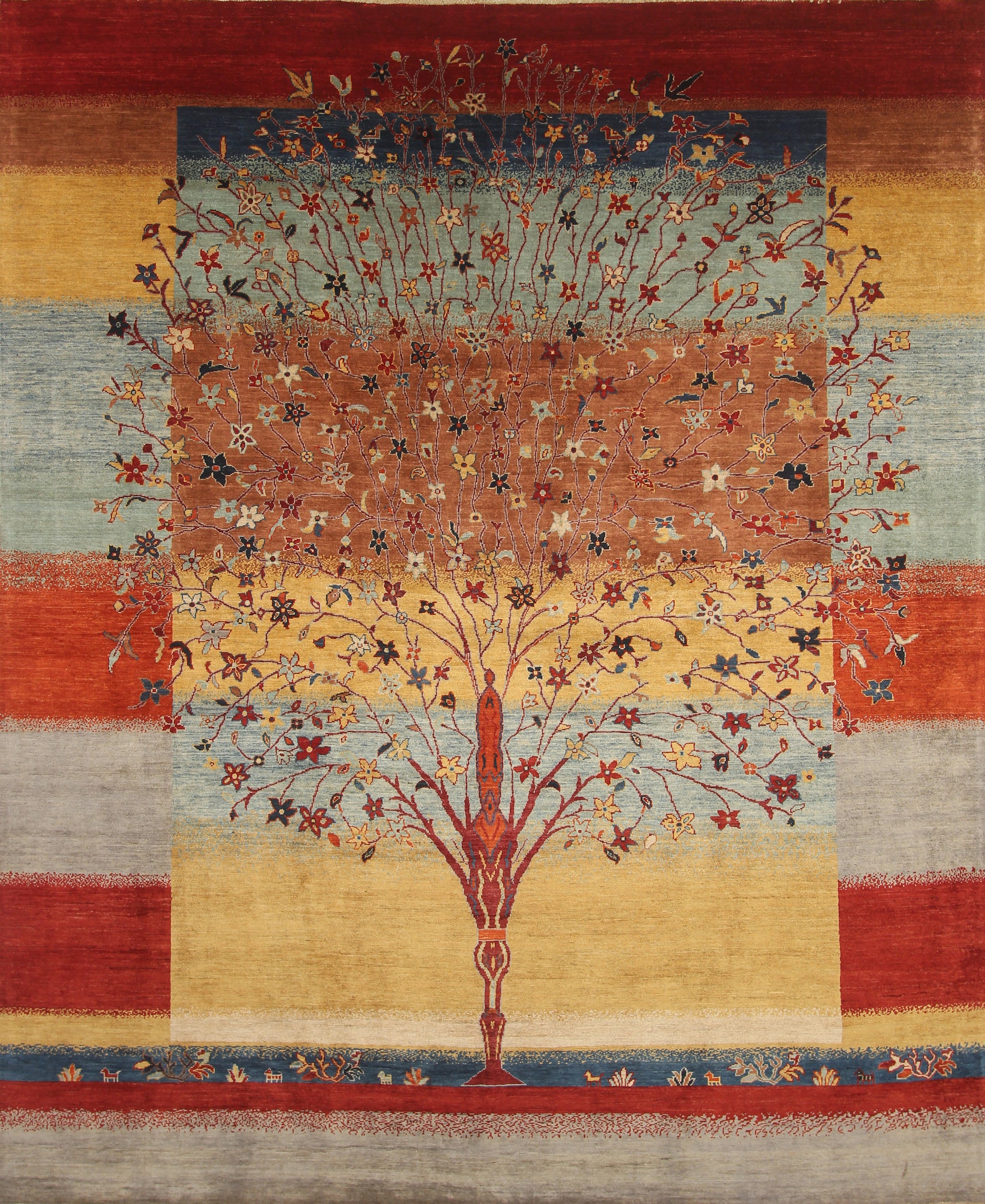 8x10 Tree of Life Afghan Hand-Knotted Wool Gabbeh Rug