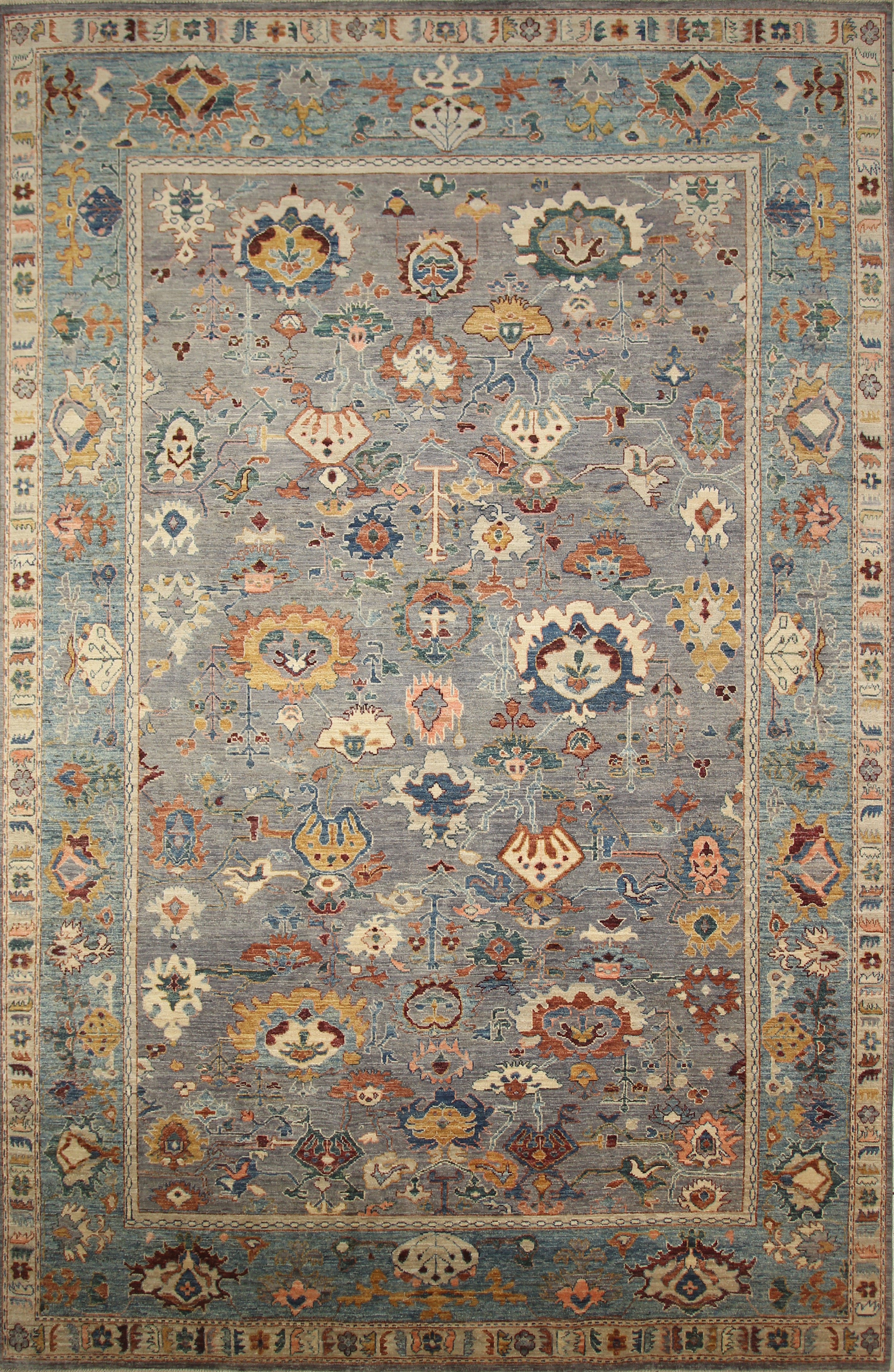 10x15 Gray Oushak Hand-Knotted Oriental Rug - Yildiz Rugs