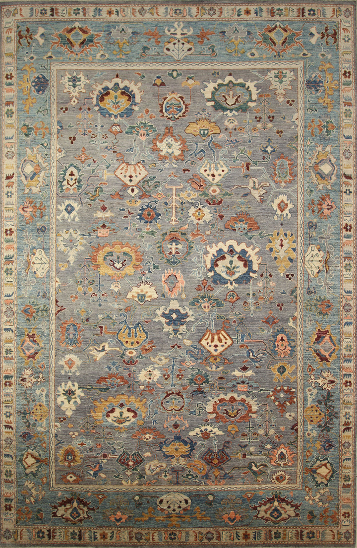 10x15 Gray Oushak Hand-Knotted Oriental Rug - Yildiz Rugs