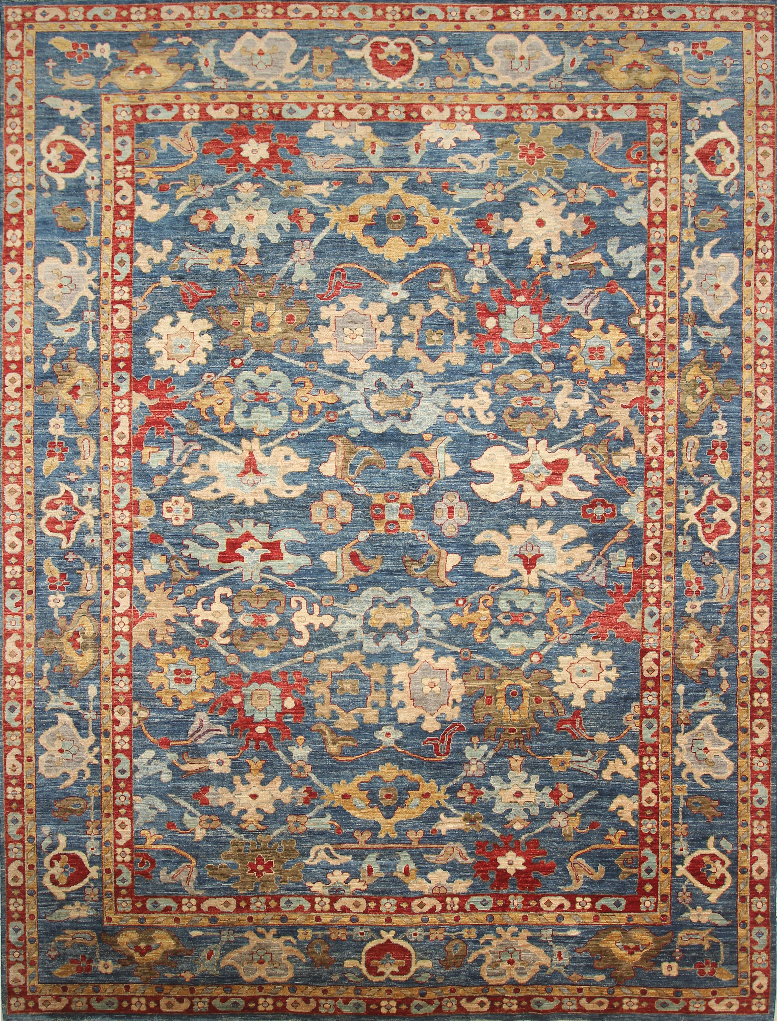 9'10"x13'3" Oushak Denim Blue Hand-Knotted Oriental Rug - Yildiz Rugs