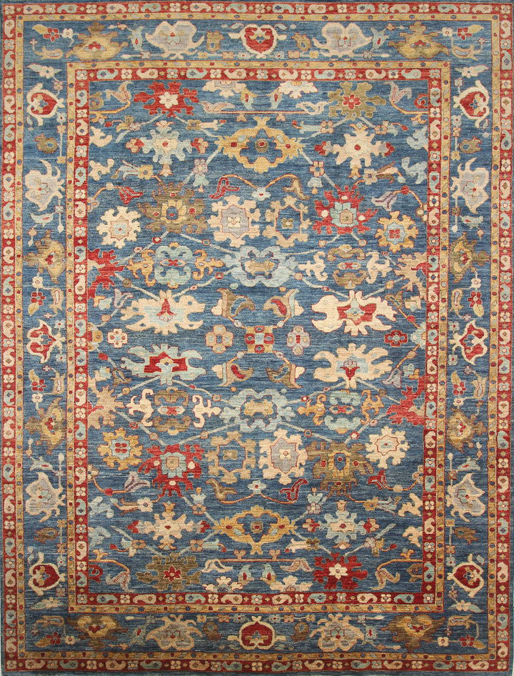 9'10"x13'3" Oushak Denim Blue Hand-Knotted Oriental Rug - Yildiz Rugs