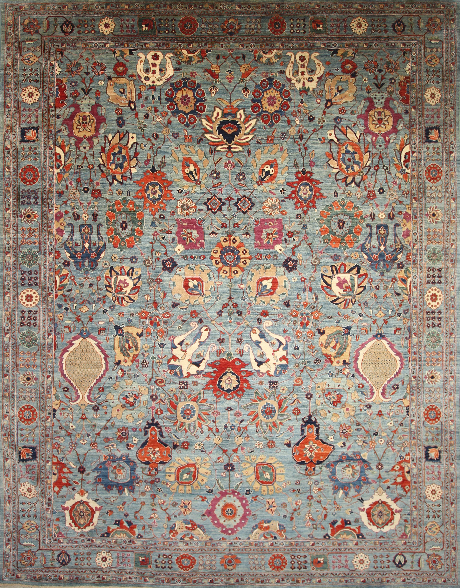 12x15 Blue Afghan Bidjar Hand-Knotted Wool Oriental Rug