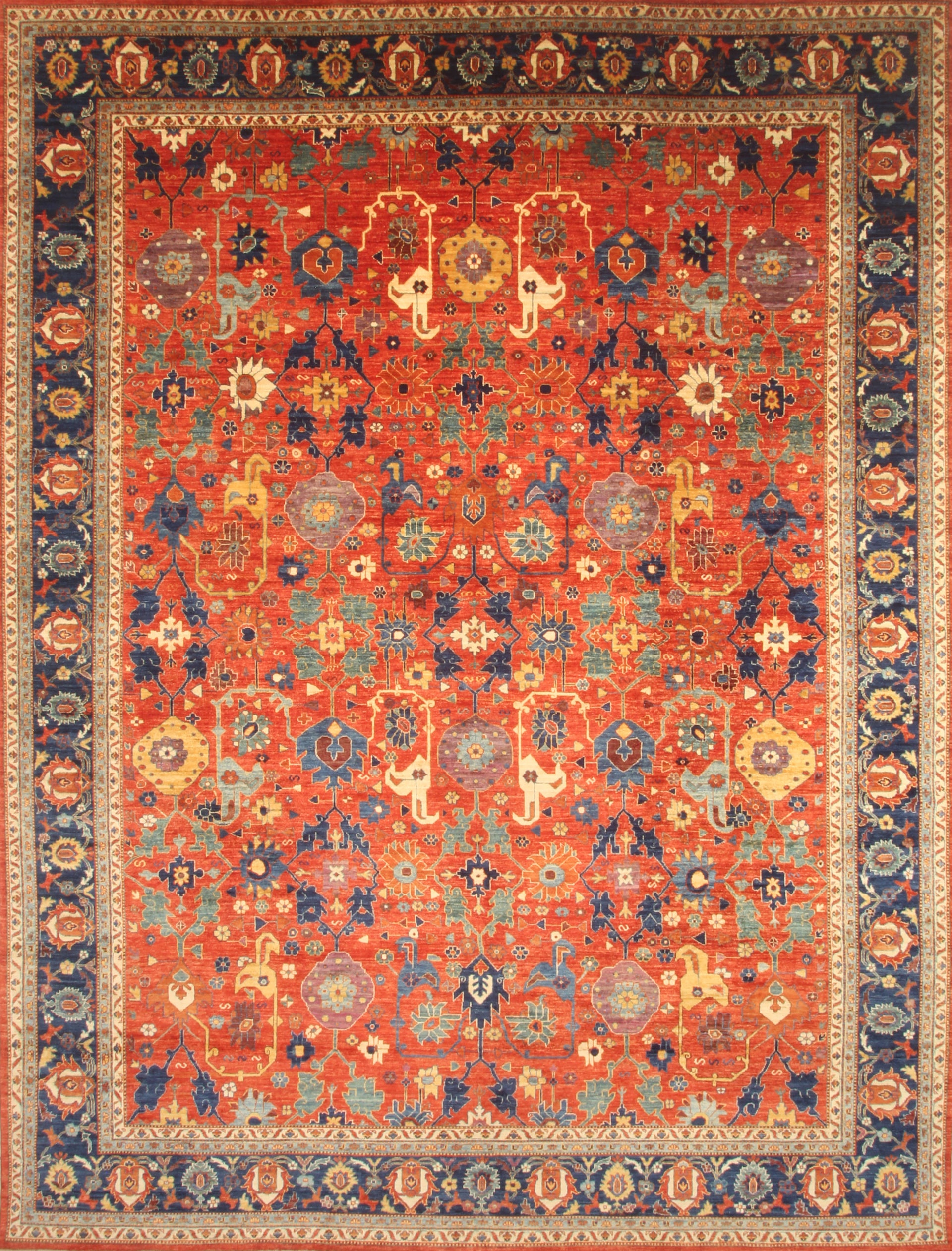 12x15 Red Bidjar Afghan Hand-Knotted Wool Oriental Rug