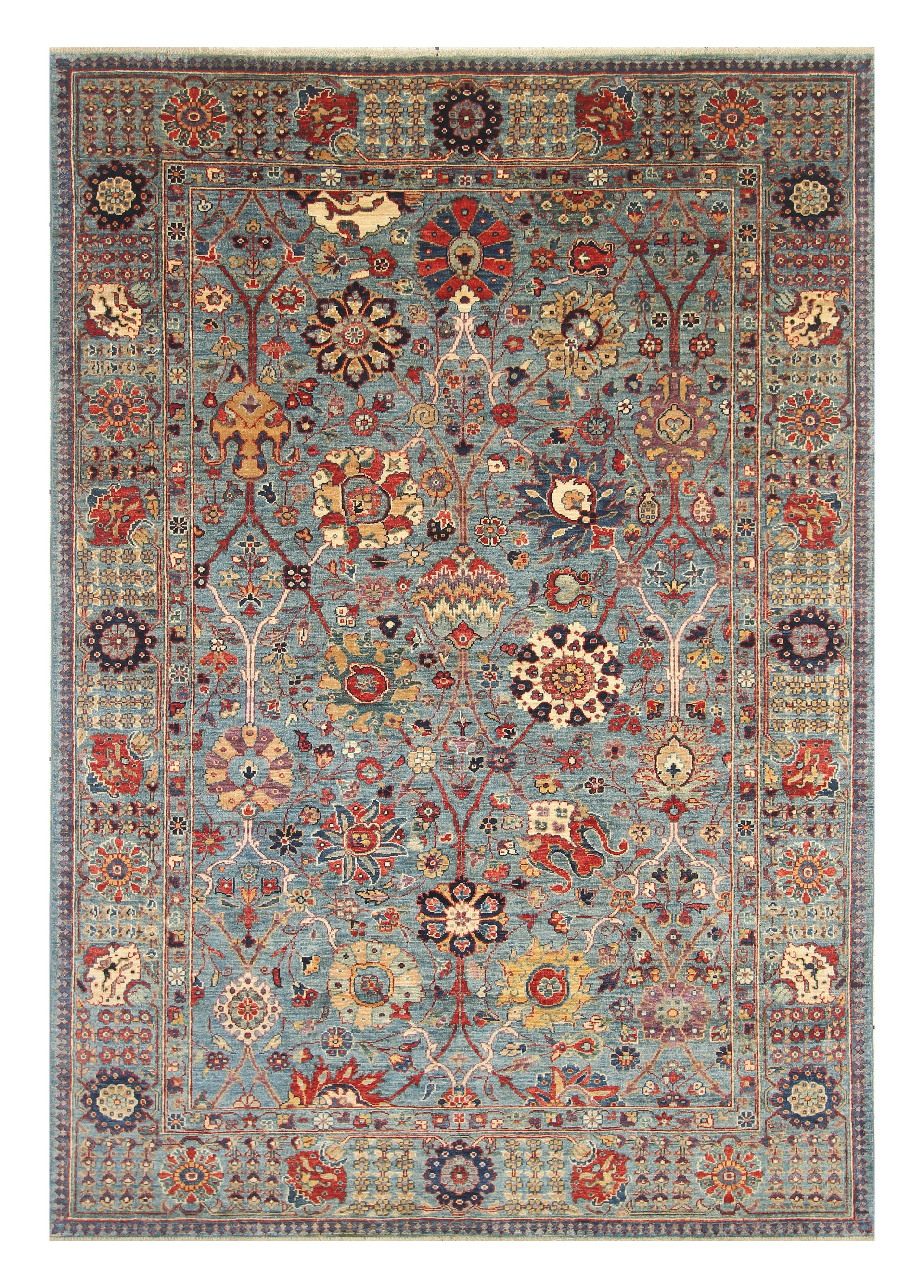 6x9 Blue Bidjar Afghan Hand-Knotted Wool Oriental Rug - Yildiz Rugs