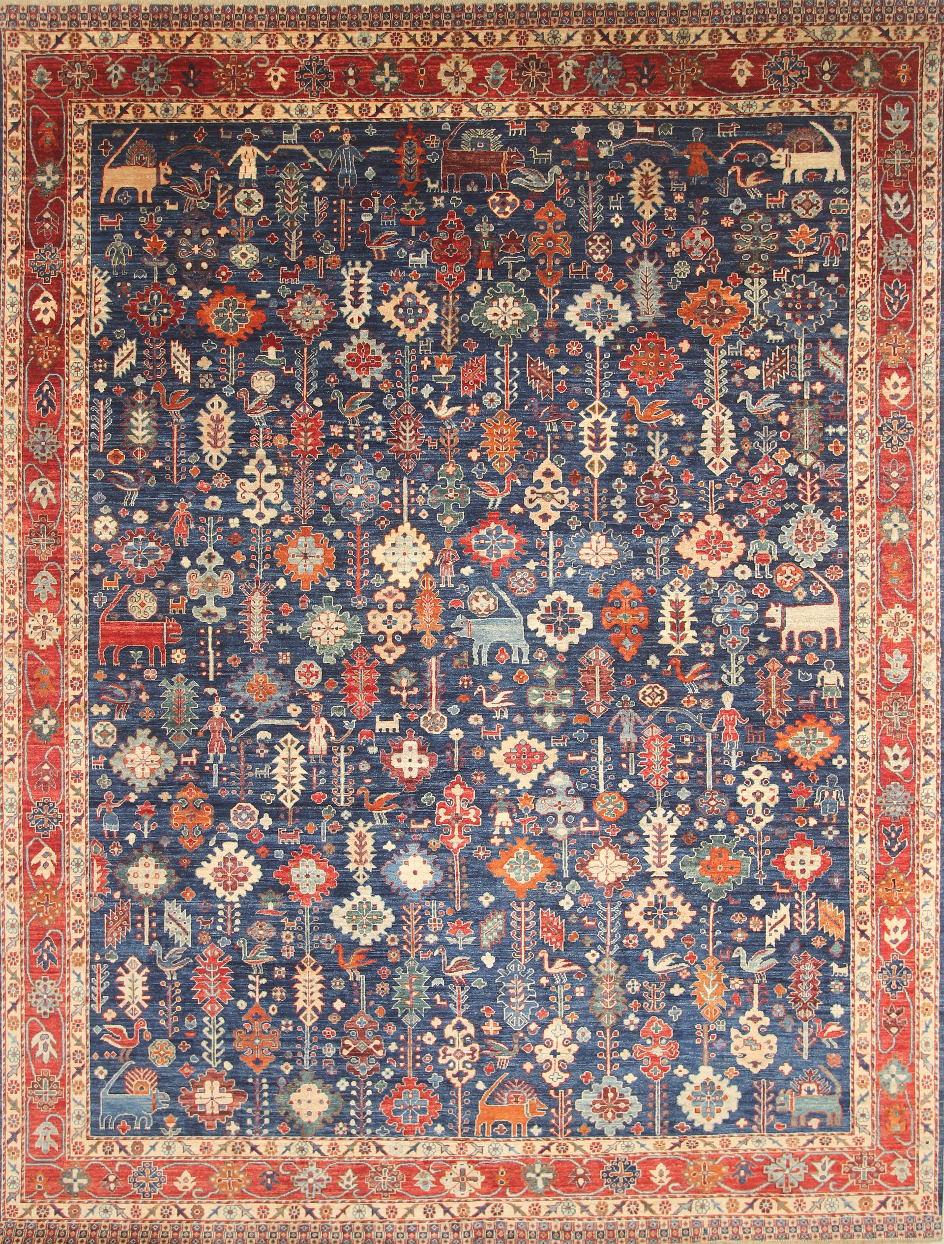 9x12 Gabbeh Navy Blue Afghan Hand knotted Wool Oriental Rug