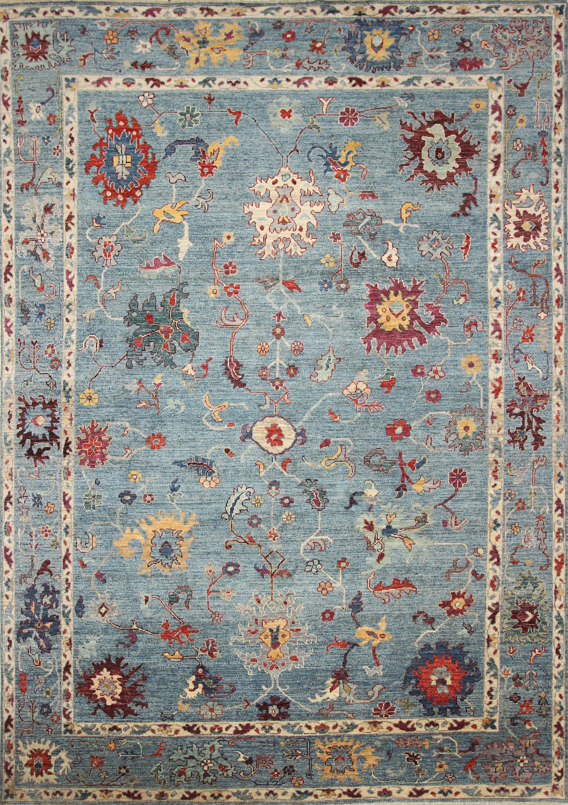 9x12 Blue Oushak Hand-Knotted Turkish Rug - Yildiz Rugs
