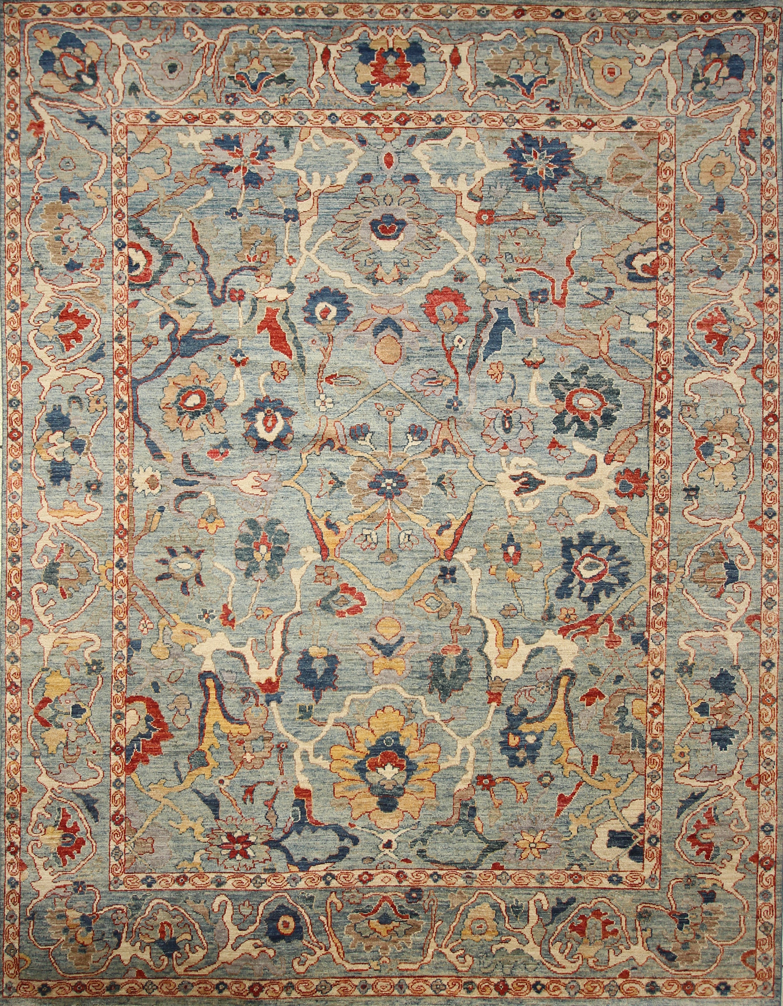 9x12 Oushak A Blue Hand knotted Wool Rug - Yildiz Rugs
