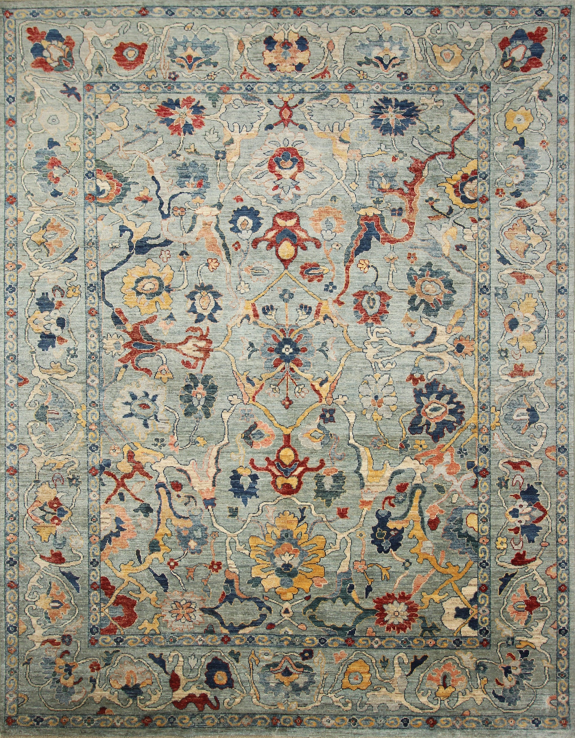 9x12 Oushak Light Blue Hand knotted Wool Rug - Yildiz Rugs