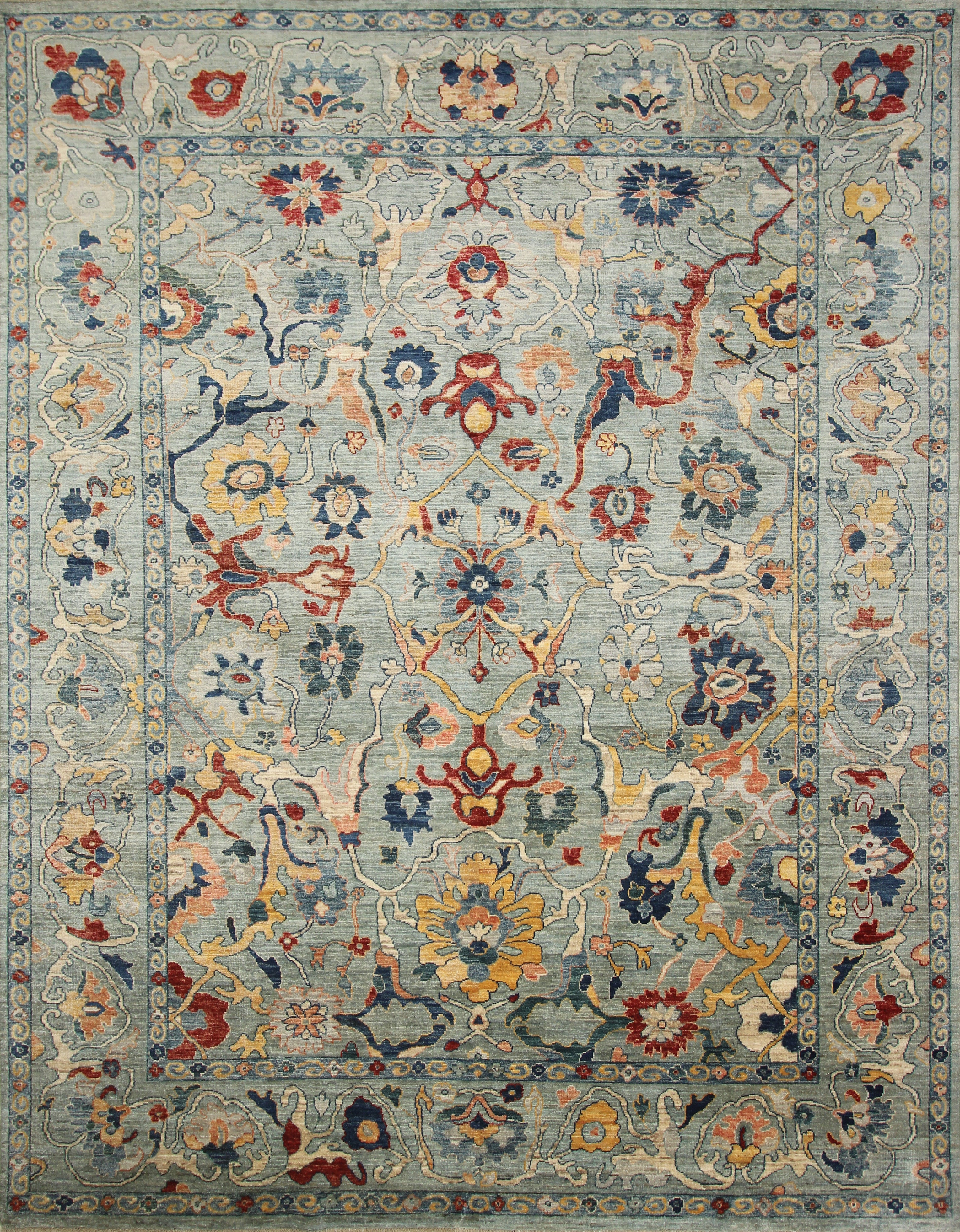 9x12 Oushak Light Blue Hand knotted Wool Rug - Yildiz Rugs