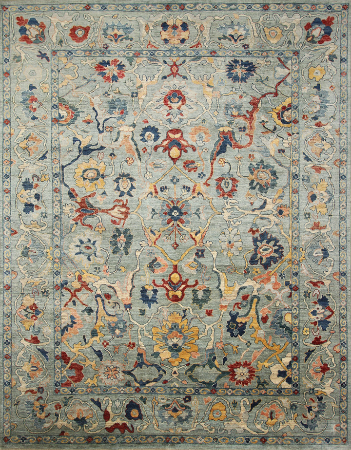 9x12 Oushak Light Blue Hand knotted Wool Rug - Yildiz Rugs