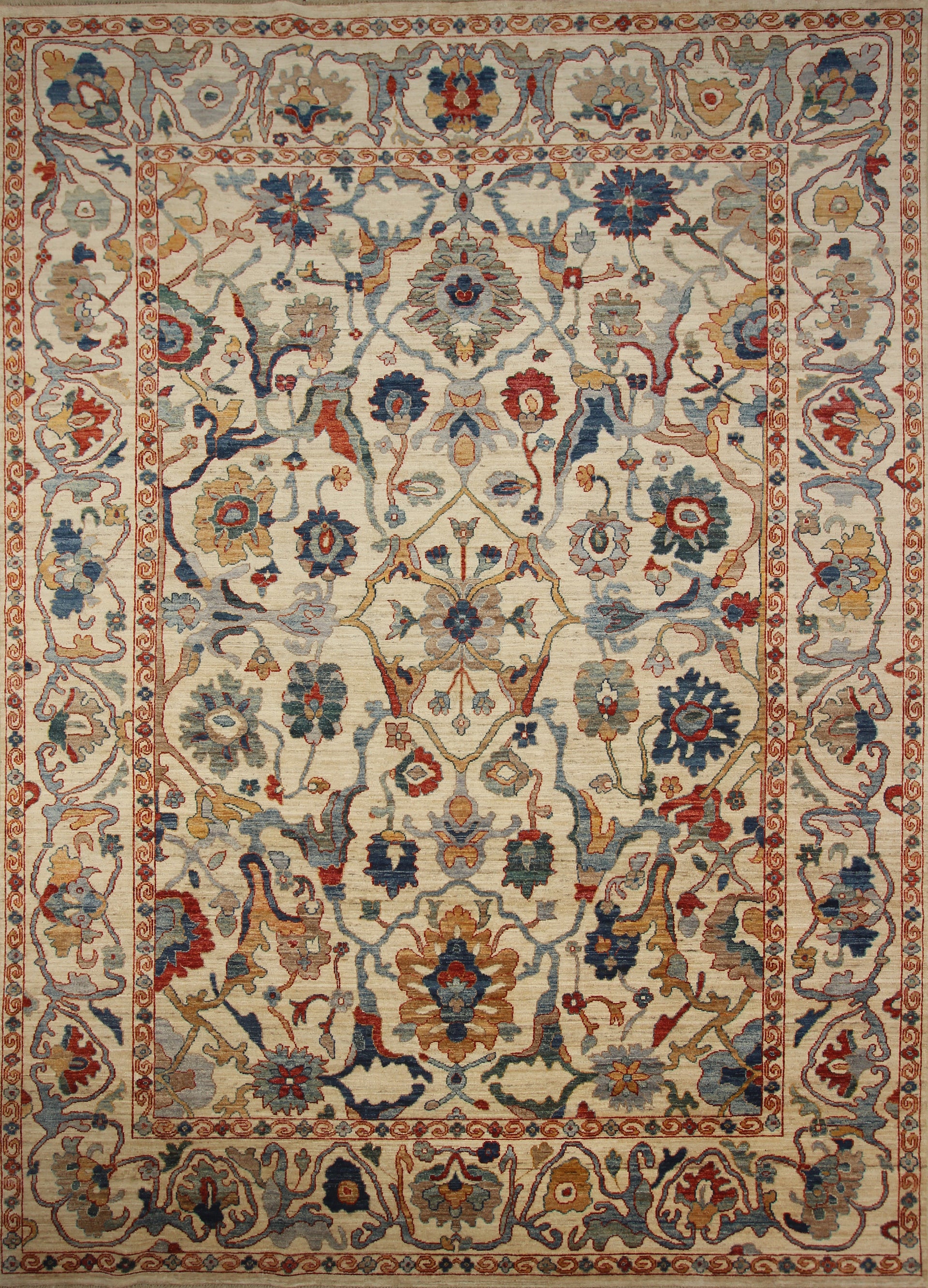 10x14 Ivory Beige Oushak Turkish Hand knotted Wool Oriental Rug - Yildiz Rugs