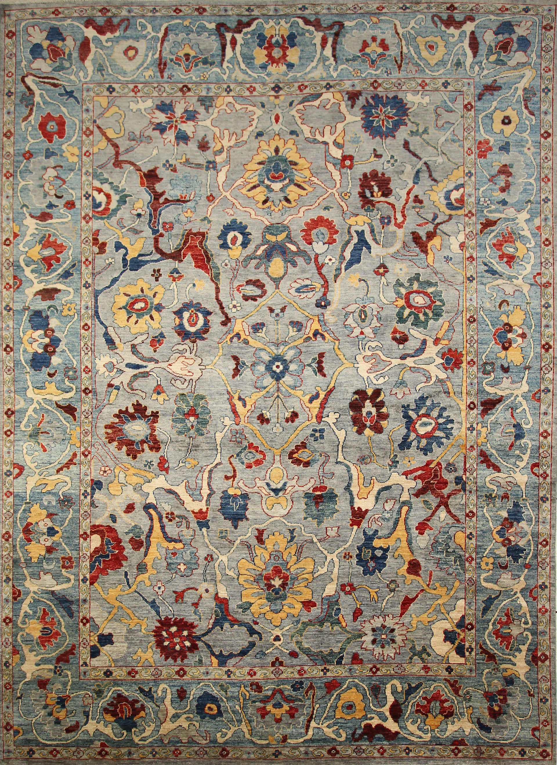 10x14 Gray Oushak Hand-Knotted Wool Oriental Rug - Yildiz Rugs