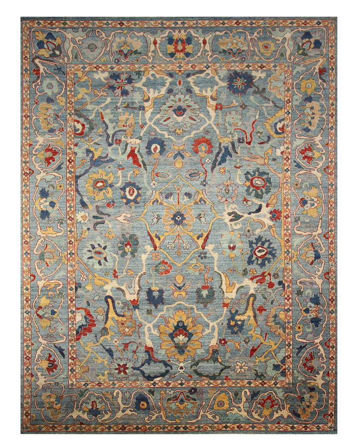 10x14 Blue Oushak Hand-Knotted Oriental Rug - Yildiz Rugs