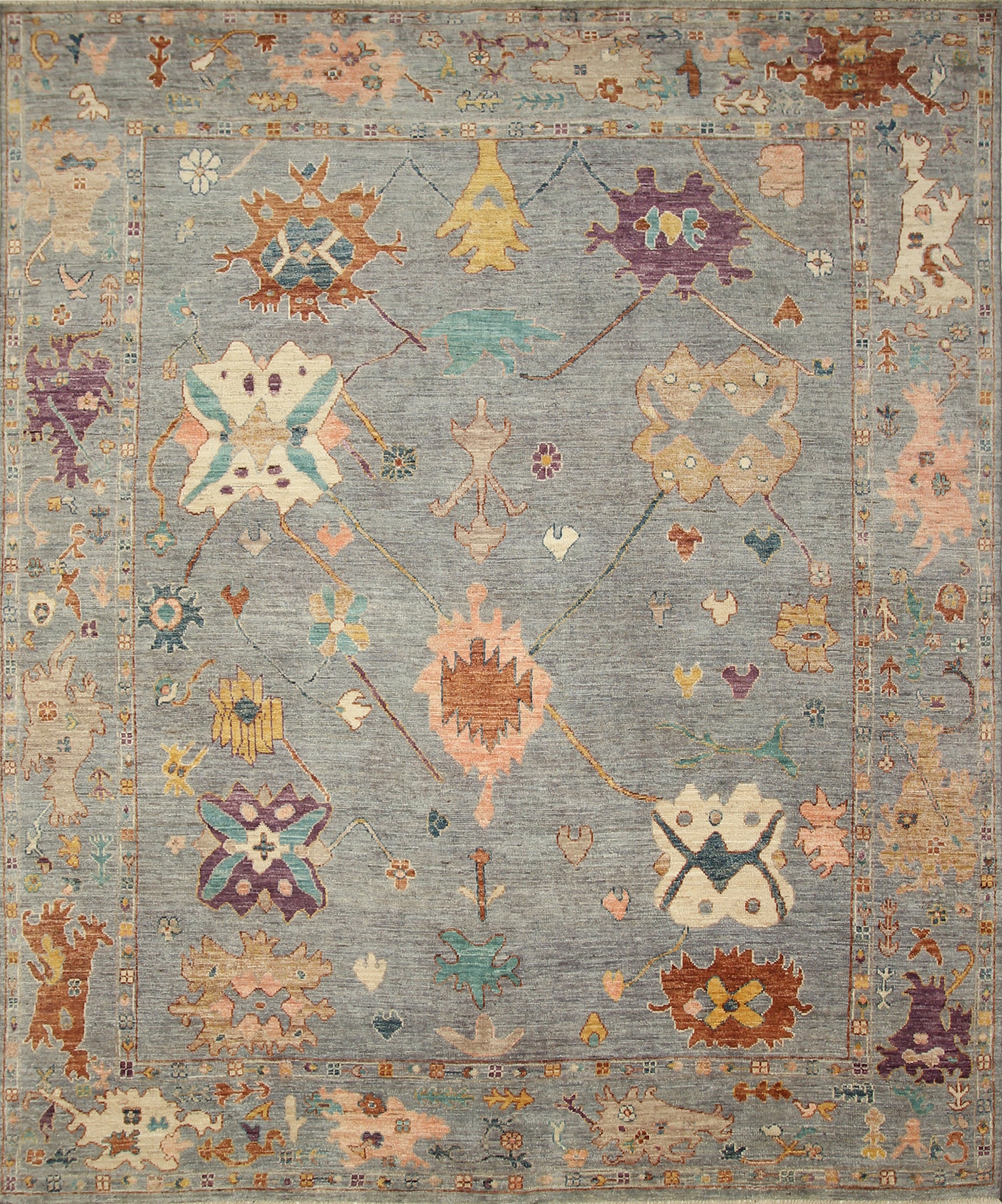 8x10 Oushak Light Gray Hand knotted Turkish Rug - Yildiz Rugs