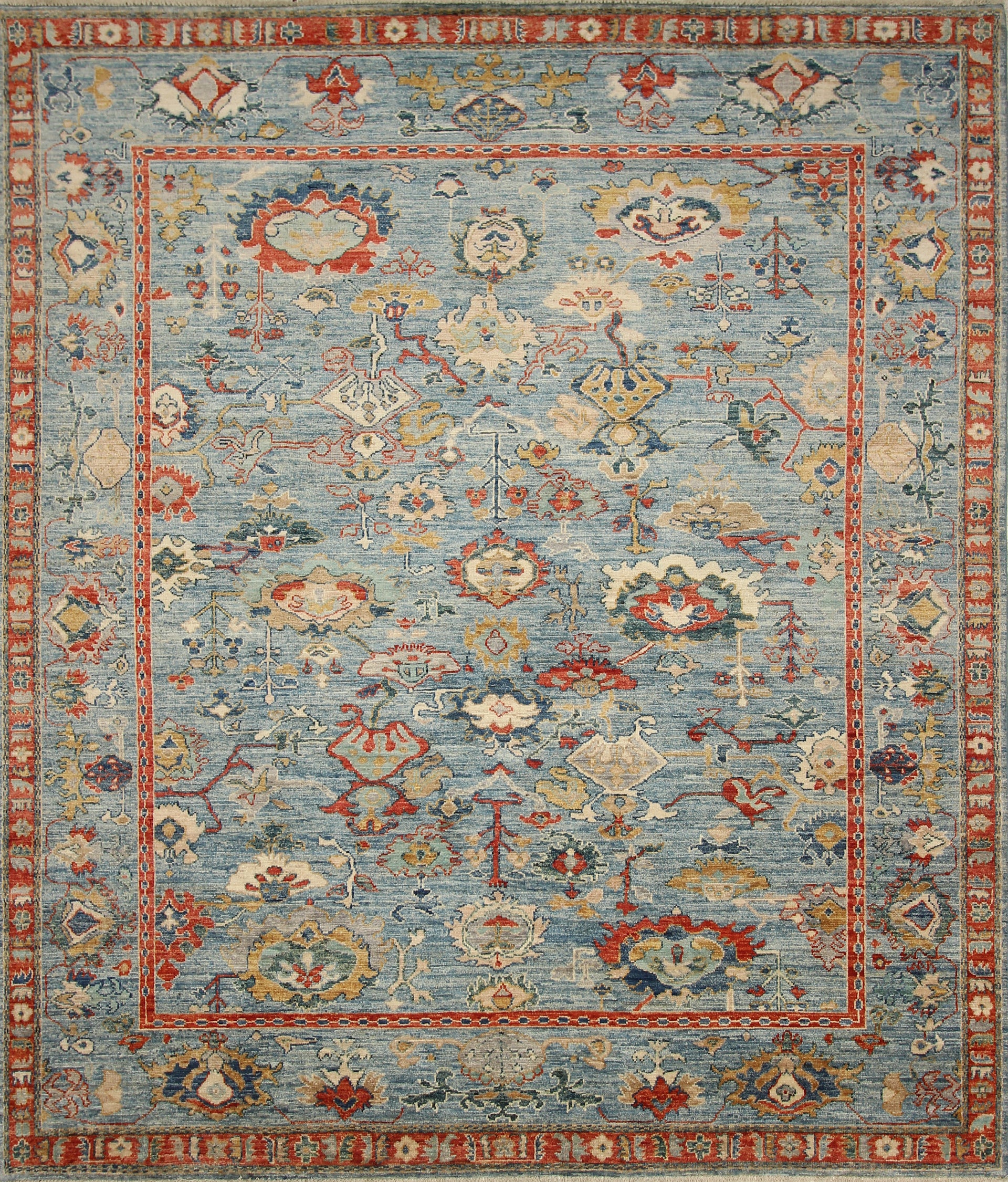 8x10 Oushak Blue Hand knotted Turkish Rug - Yildiz Rugs