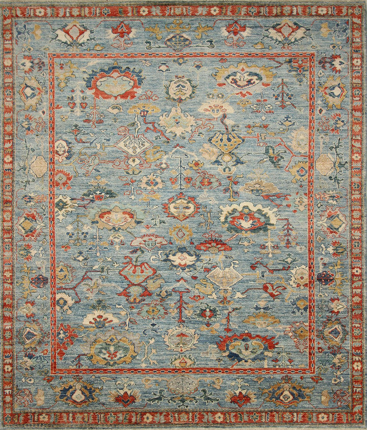 8x10 Oushak Blue Hand knotted Turkish Rug - Yildiz Rugs