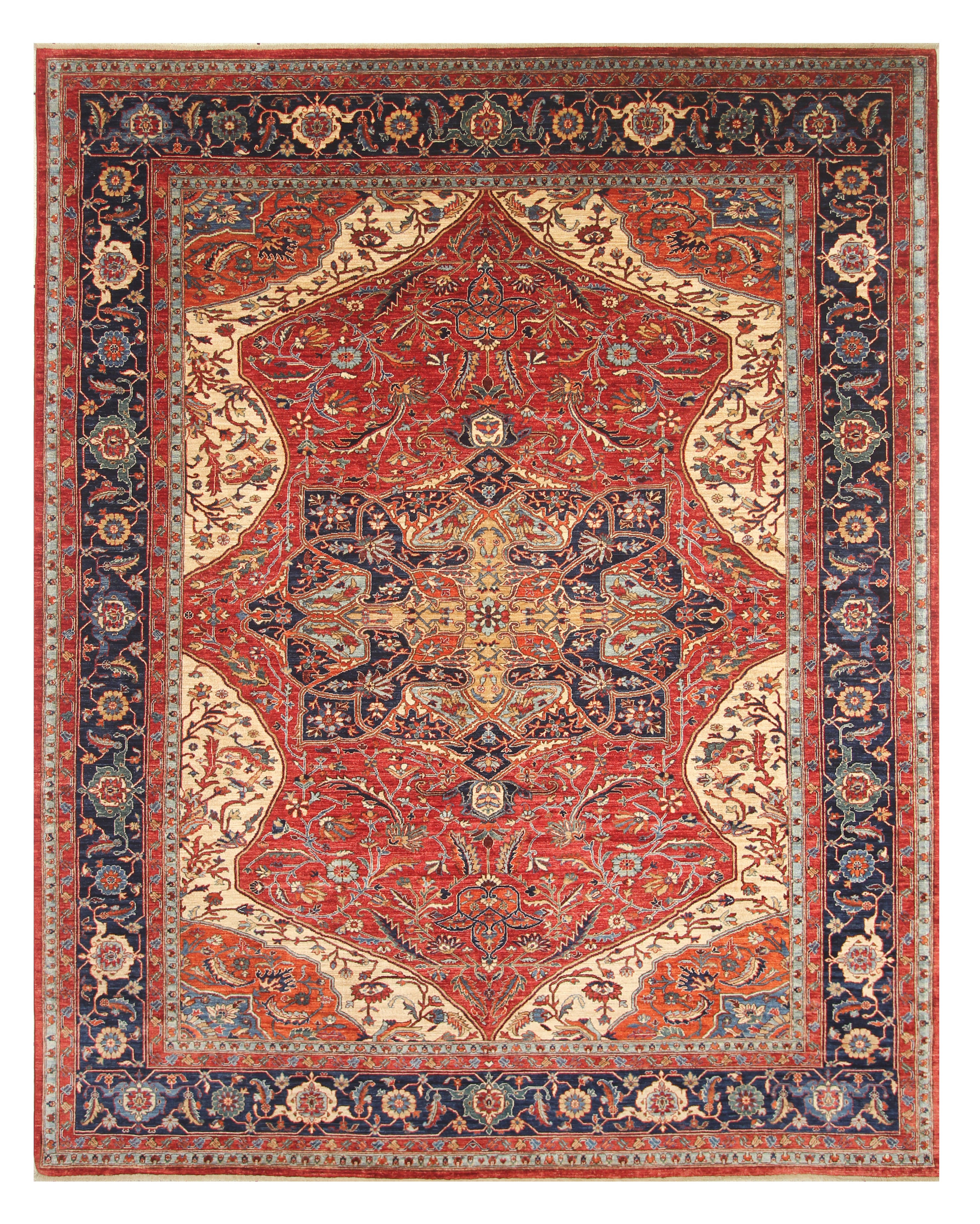 9x12 Red Serapi Afghan Hand Knotted Oriental Rug - Yildiz Rugs