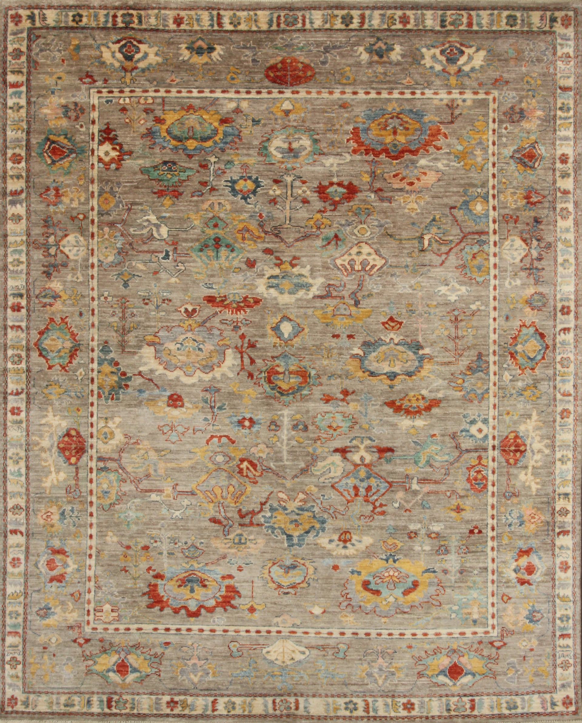 8x10 Oushak Taupe Gray Hand knotted Wool Oriental Rug