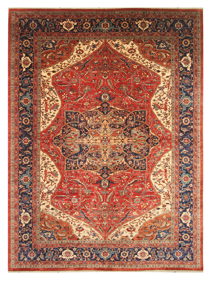 10x14 Red Serapi Afghan Hand Knotted Wool Oriental Rug - Yildiz Rugs