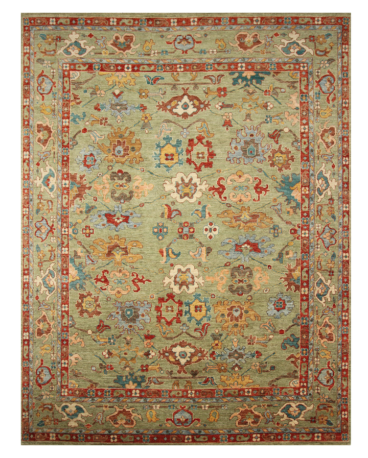 9x12 Green Oushak Turkish Hand knotted Oriental Rug - Yildiz Rugs