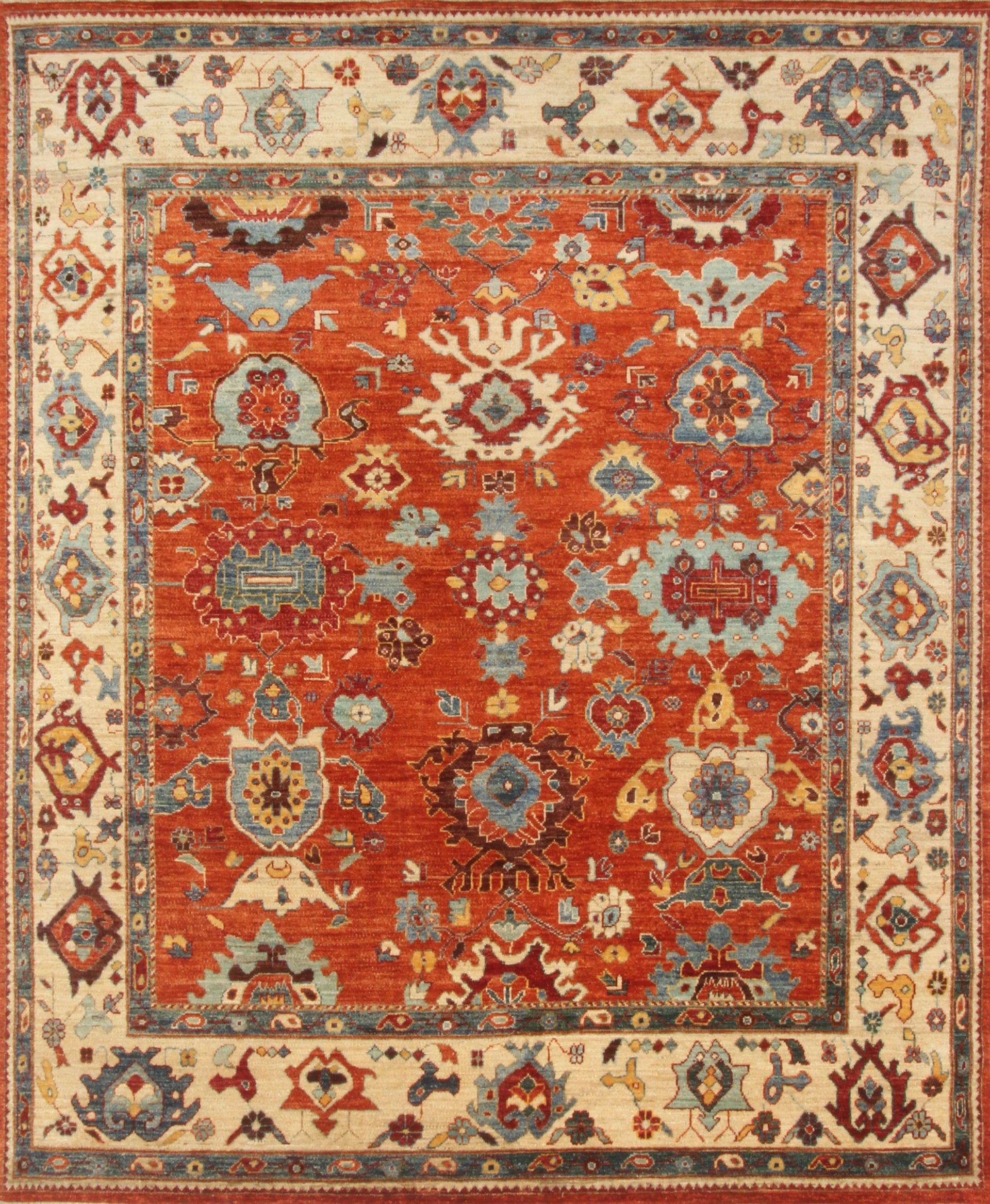 8x10 Orange Oushak Turkish Hand knotted Wool Oriental Rug