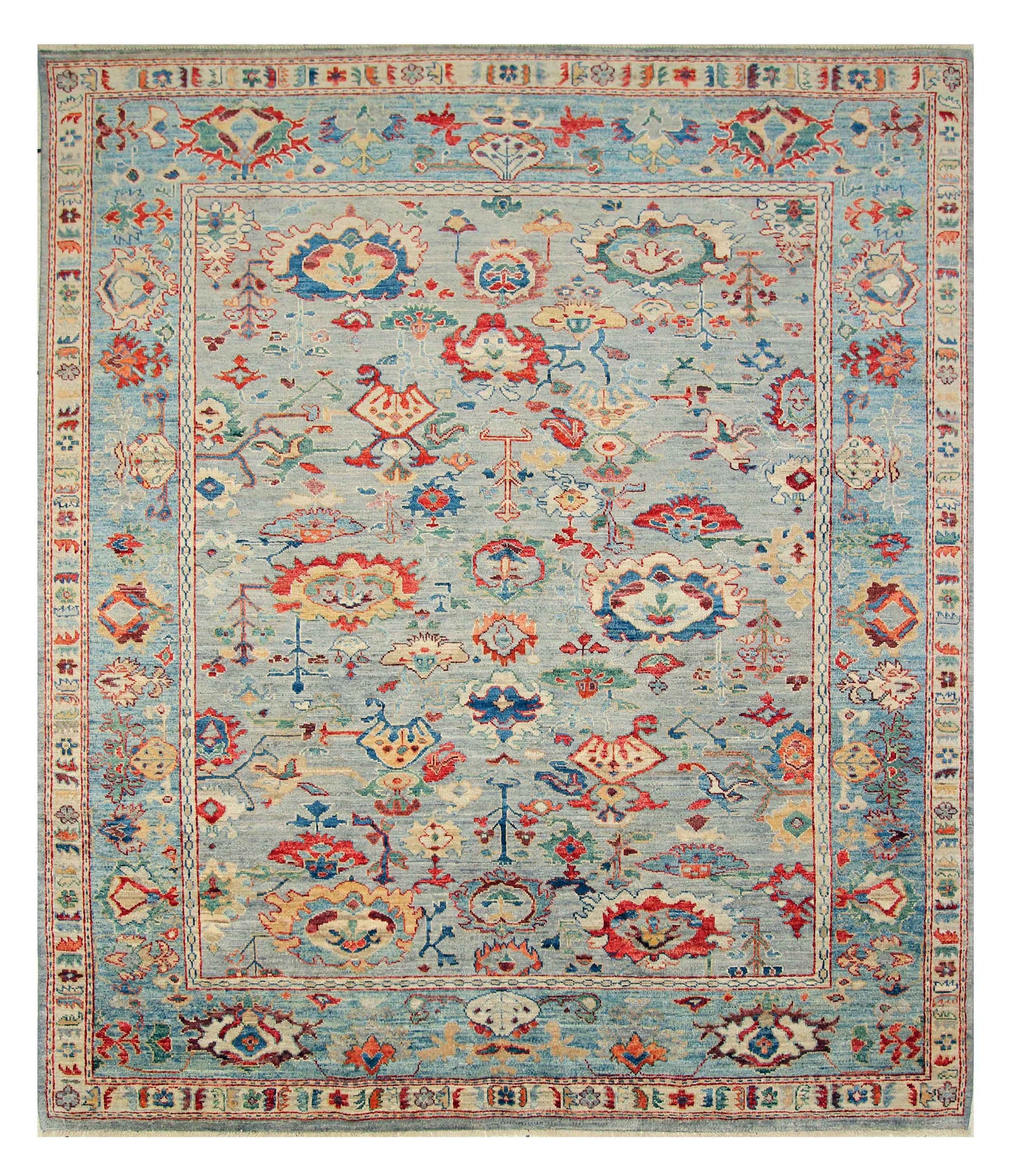 8x10 Gray Oushak Hand knotted Wool Oriental Rug - Yildiz Rugs
