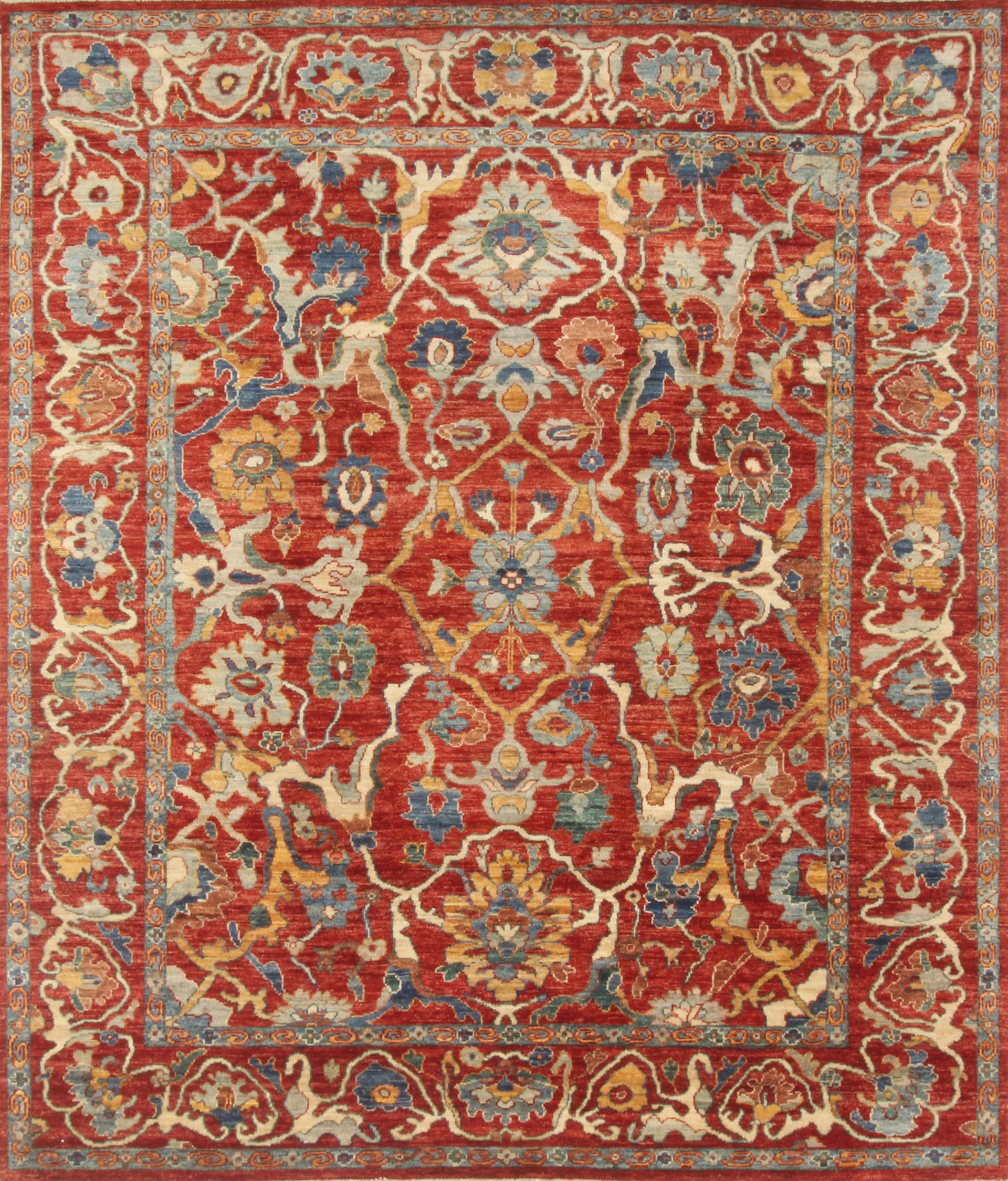 8x10 Red Oushak Hand knotted Wool Turkish Rug