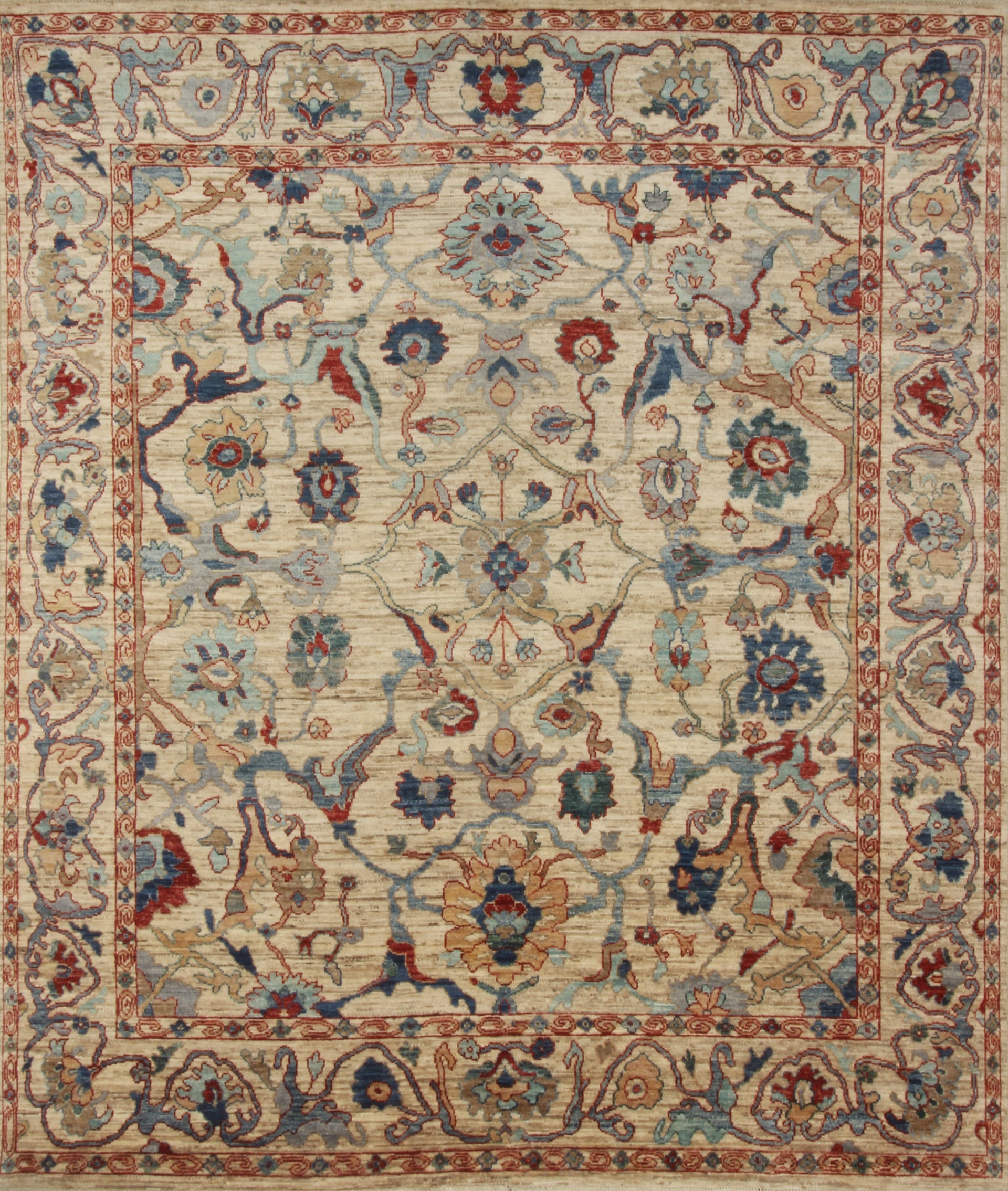 8x10 Beige Oushak Hand knotted Wool Oriental Rug