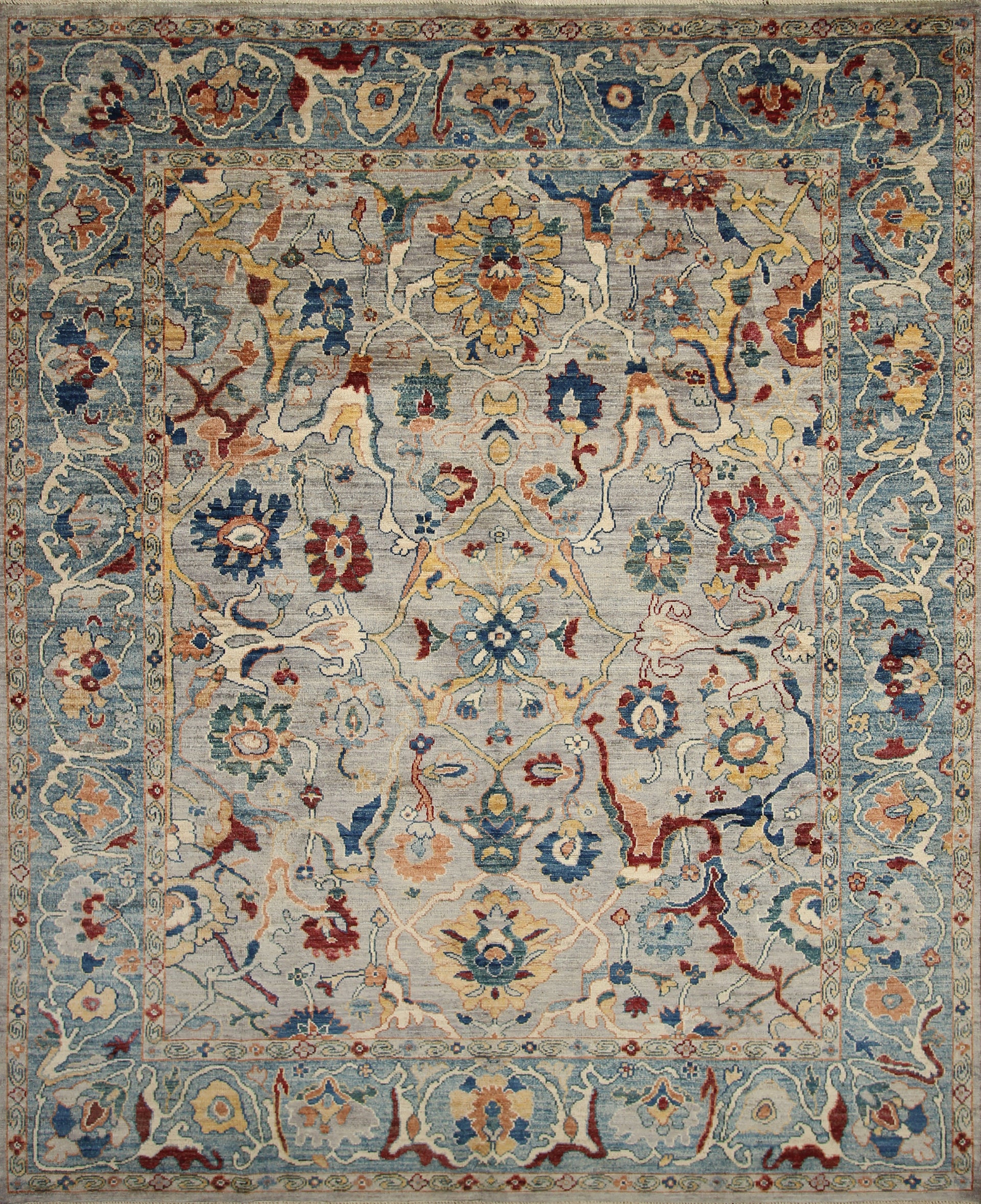 8x10 Oushak Blueish Gray Hand knotted Wool Turkish Style Rug - Yildiz Rugs