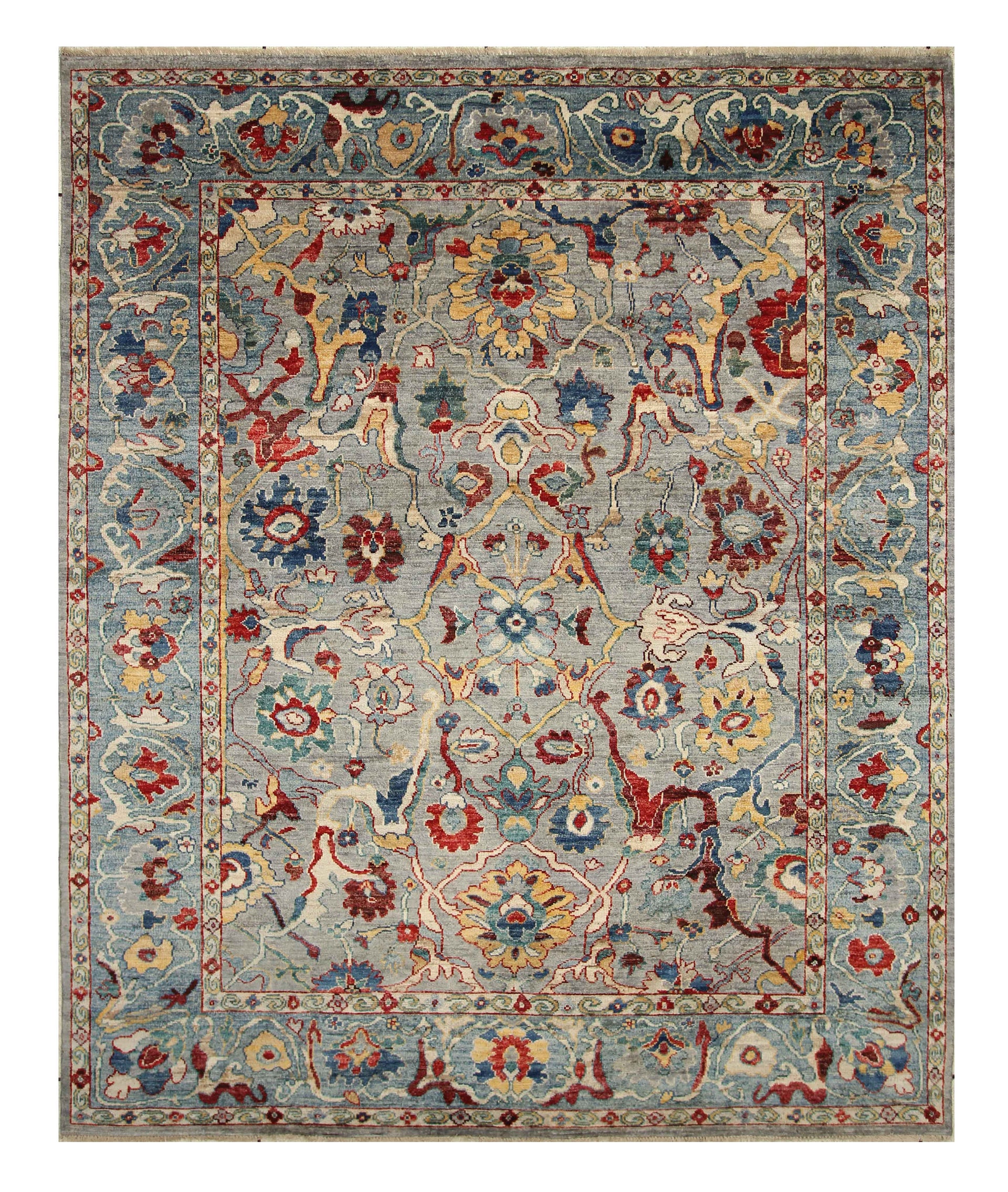 8x10 Oushak Blueish Gray Hand knotted Wool Turkish Style Rug - Yildiz Rugs