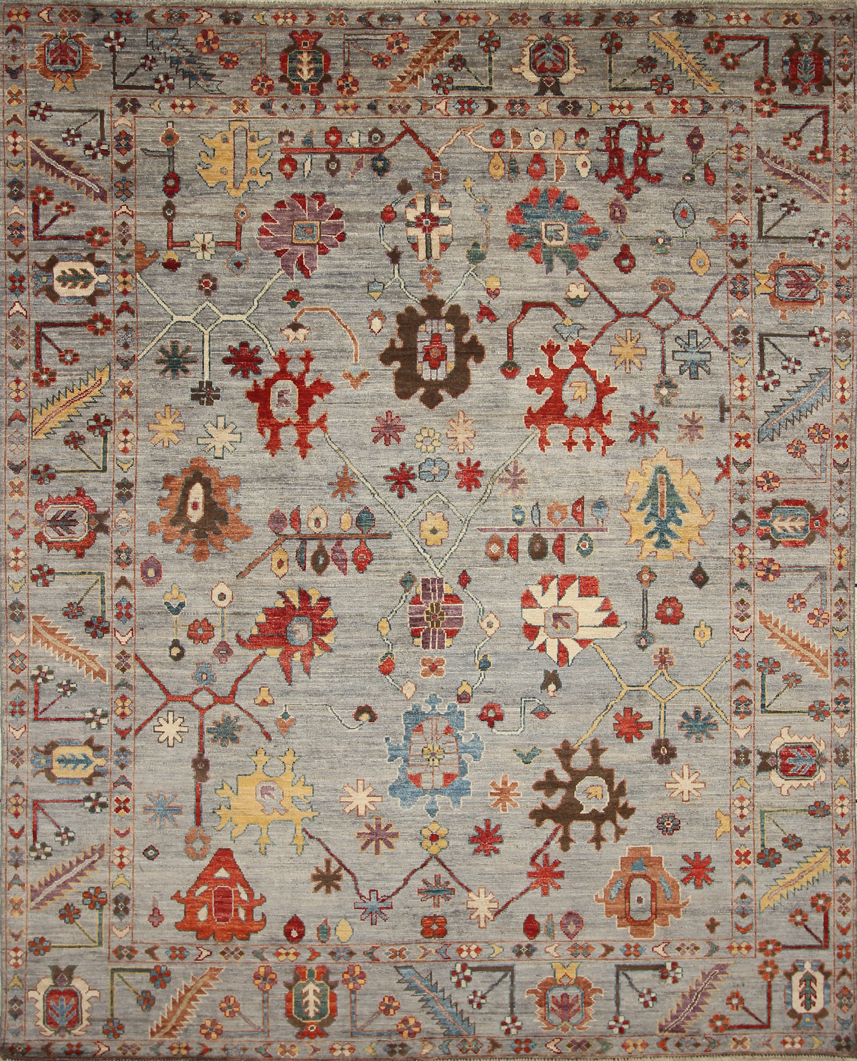8x10 Oushak Soft Gray Hand knotted Turkish Rug - Yildiz Rugs