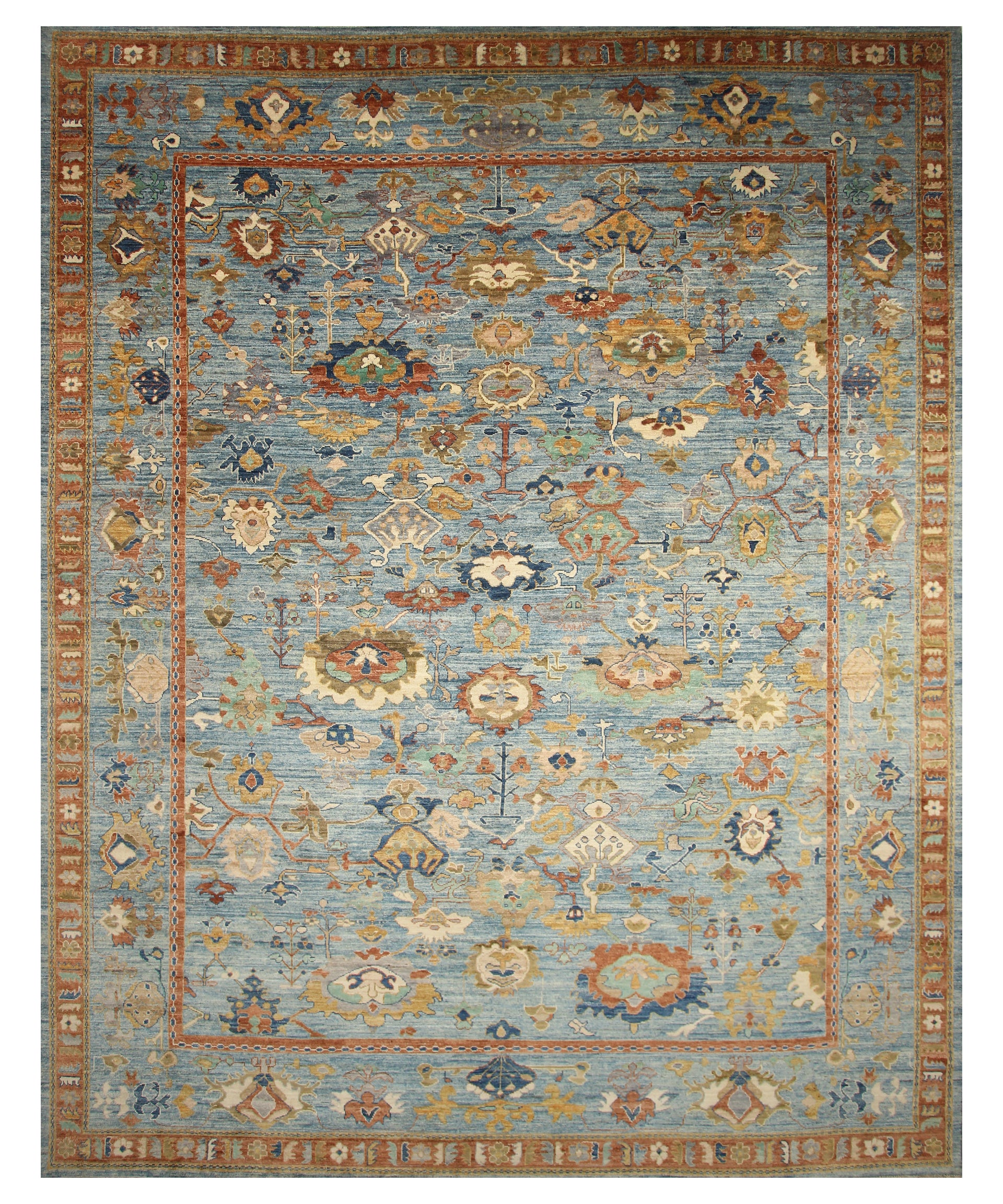 12x15 Blue Oushak Hand Knotted Wool Oriental Rug - Yildiz Rugs