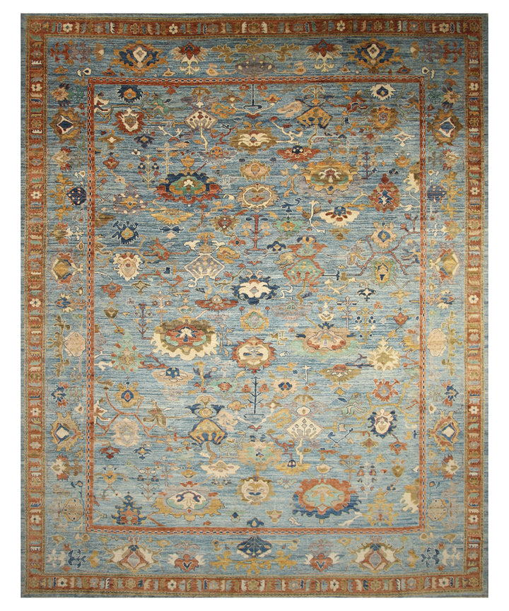 12x15 Blue Oushak Hand Knotted Wool Oriental Rug - Yildiz Rugs