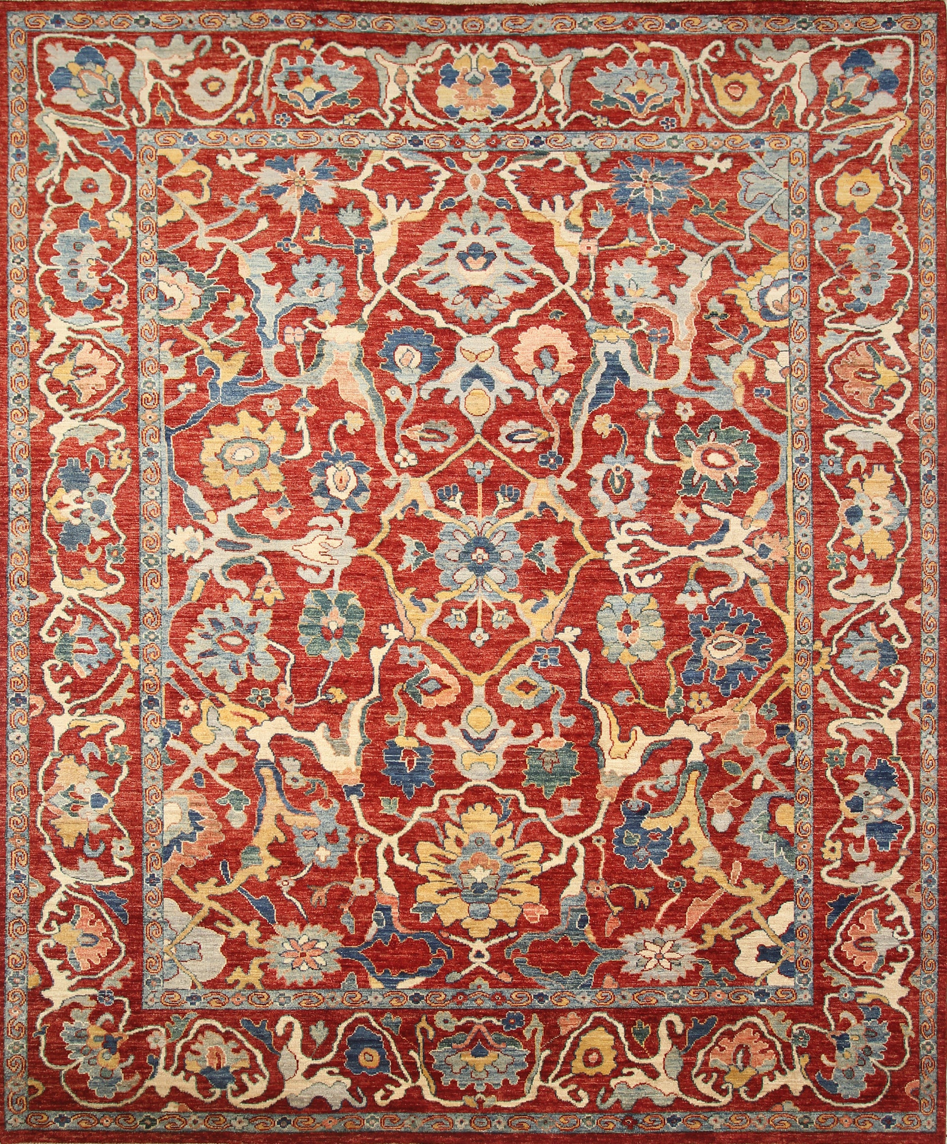 9'2"x11'4" Oushak Red Turkish Hand knotted Oriental Rug - Yildiz Rugs
