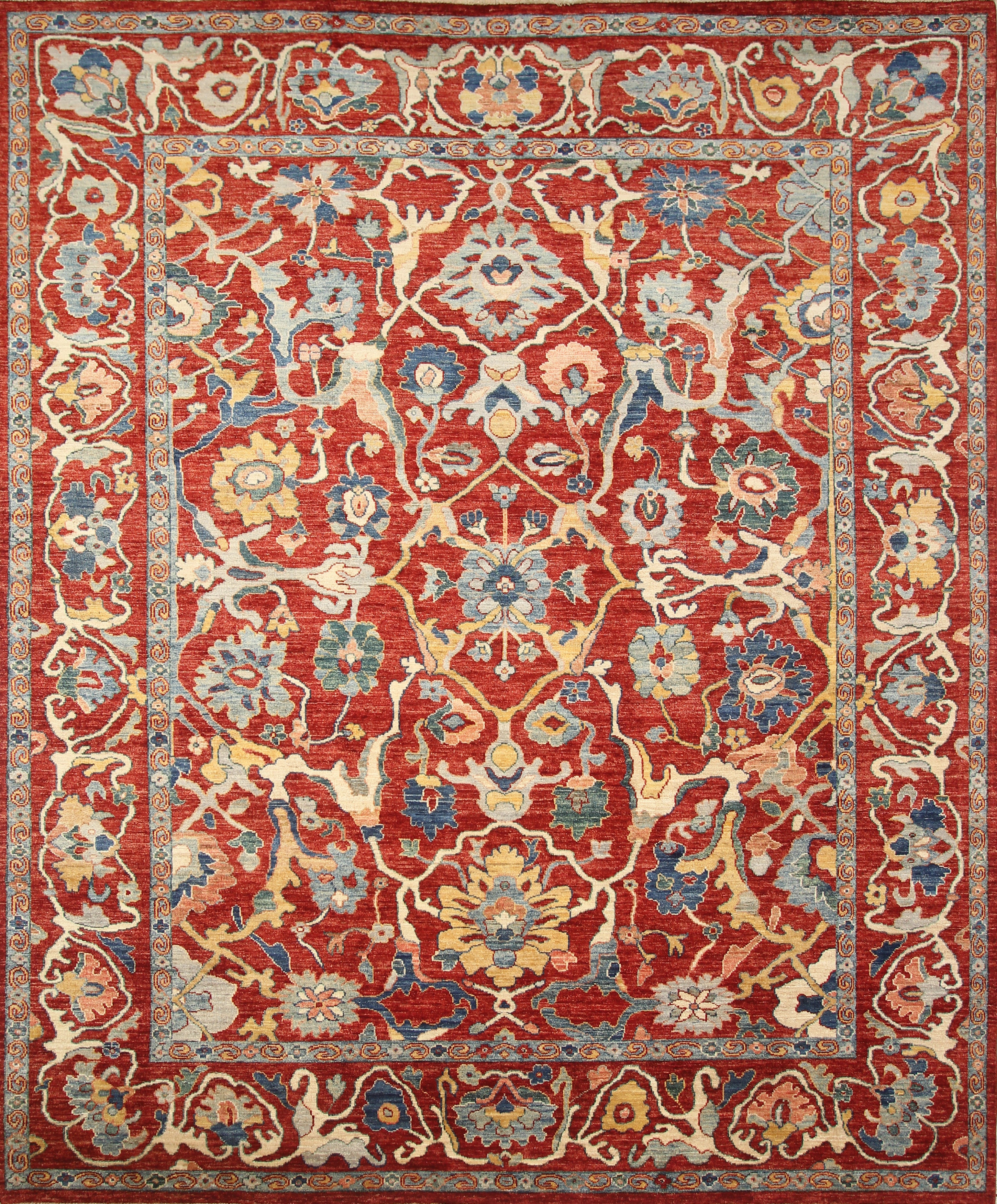 9'2"x11'4" Oushak Red Turkish Hand knotted Oriental Rug - Yildiz Rugs