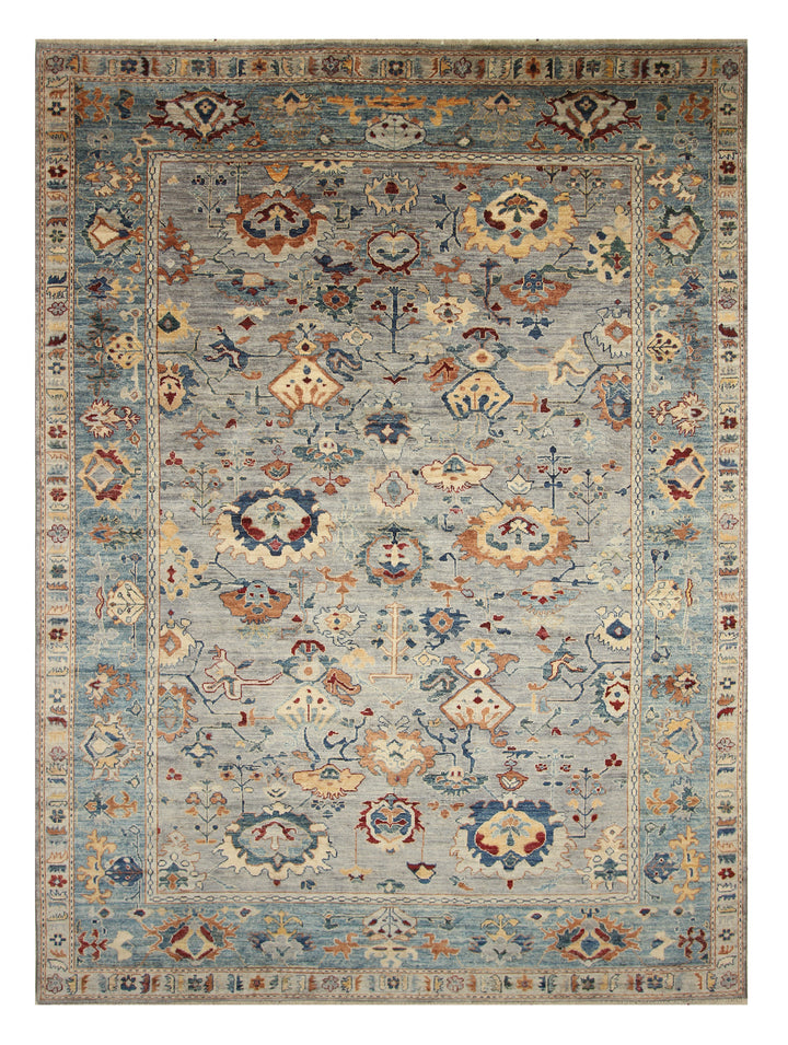 9x12 Gray Oushak Hand knotted Wool Oriental Rug - Yildiz Rugs