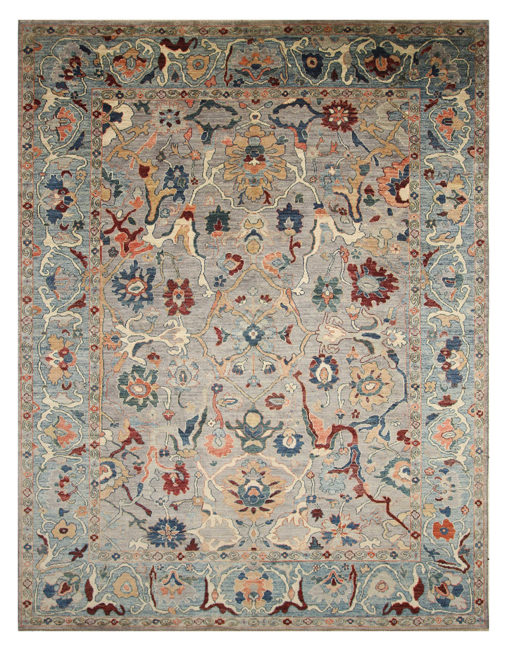 9x12 Gray Oushak Hand knotted Wool Turkish Rug - Yildiz Rugs