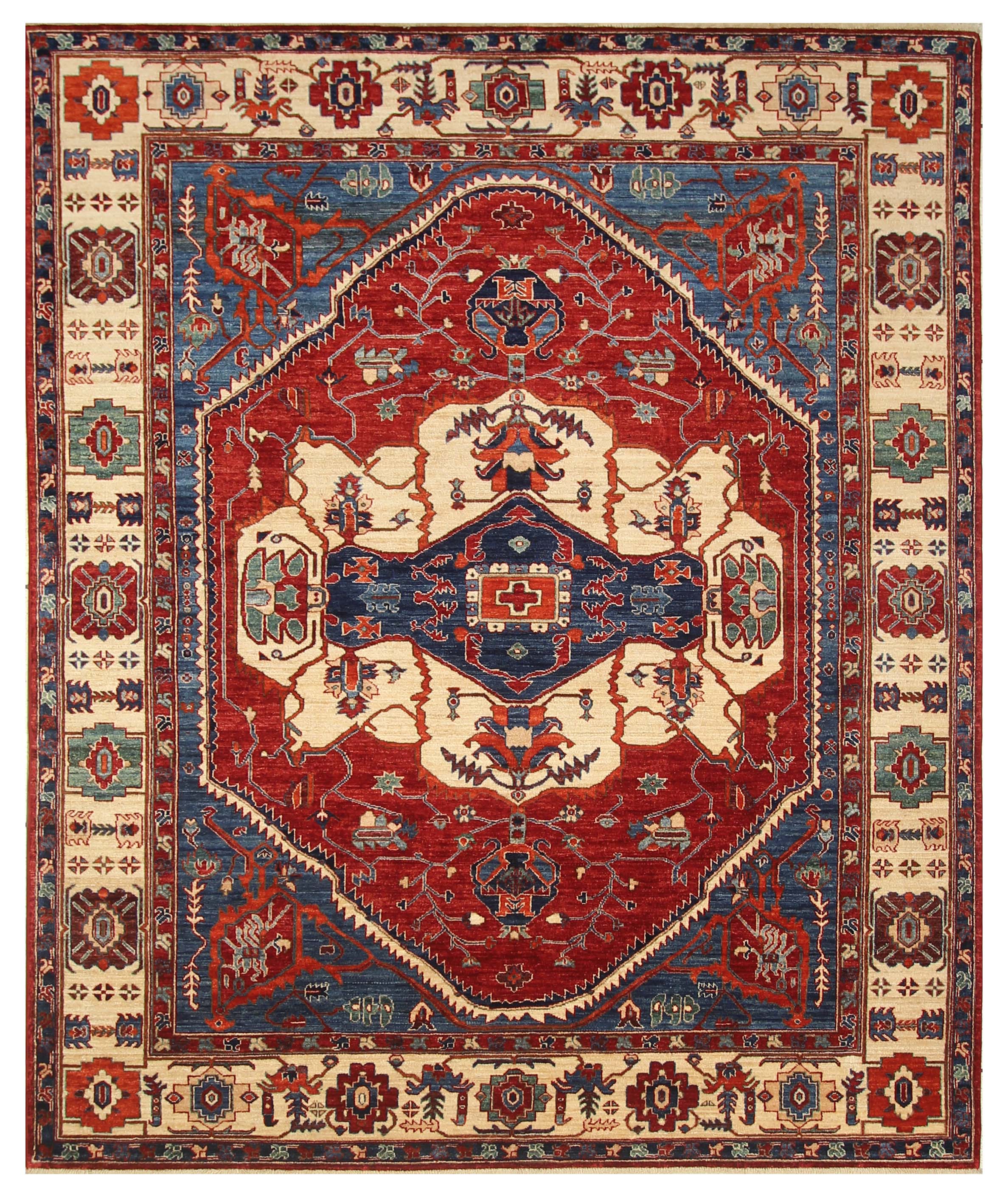 8x10 Serapi Red Hand Knotted Afghan Oriental Rug - Yildiz Rugs
