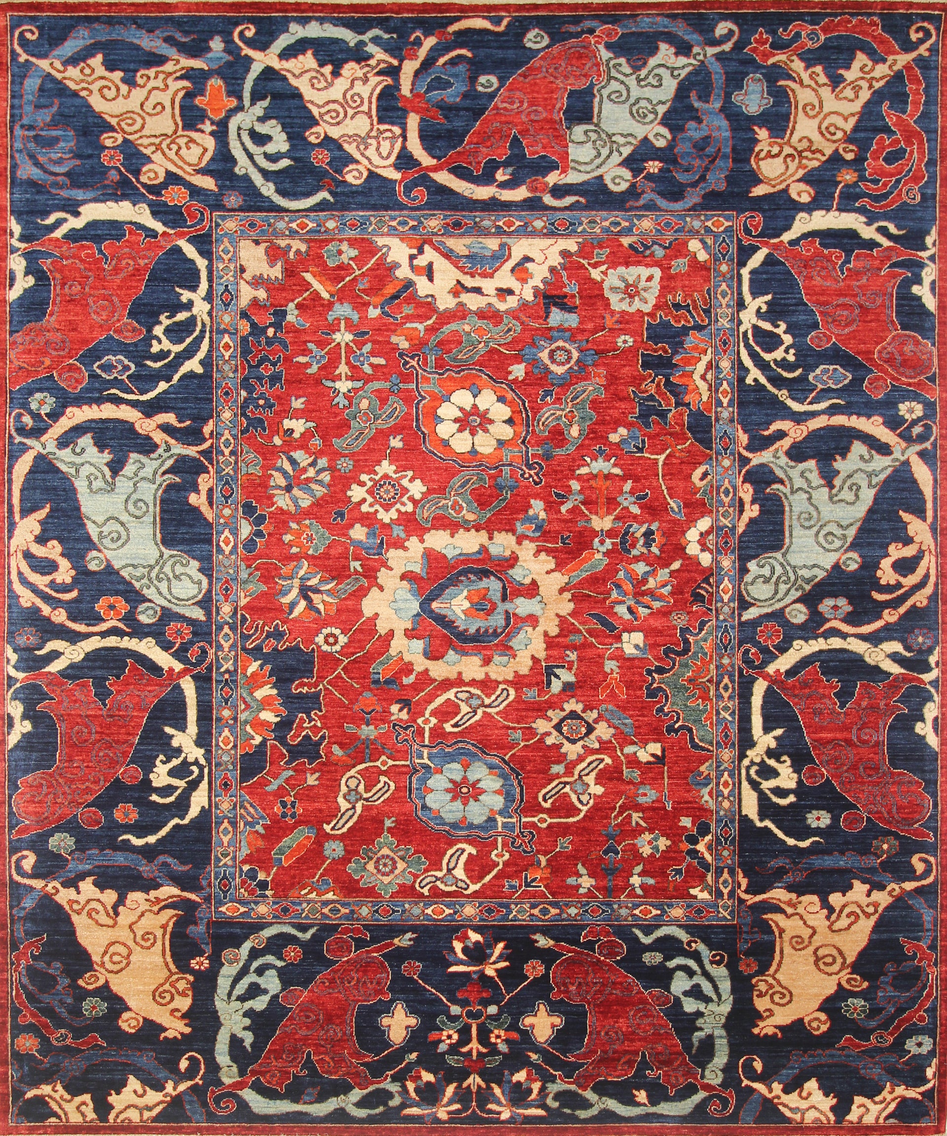 8x10 Red Afghan Hand-Knotted Garous Bidjar Rug - Yildiz Rugs