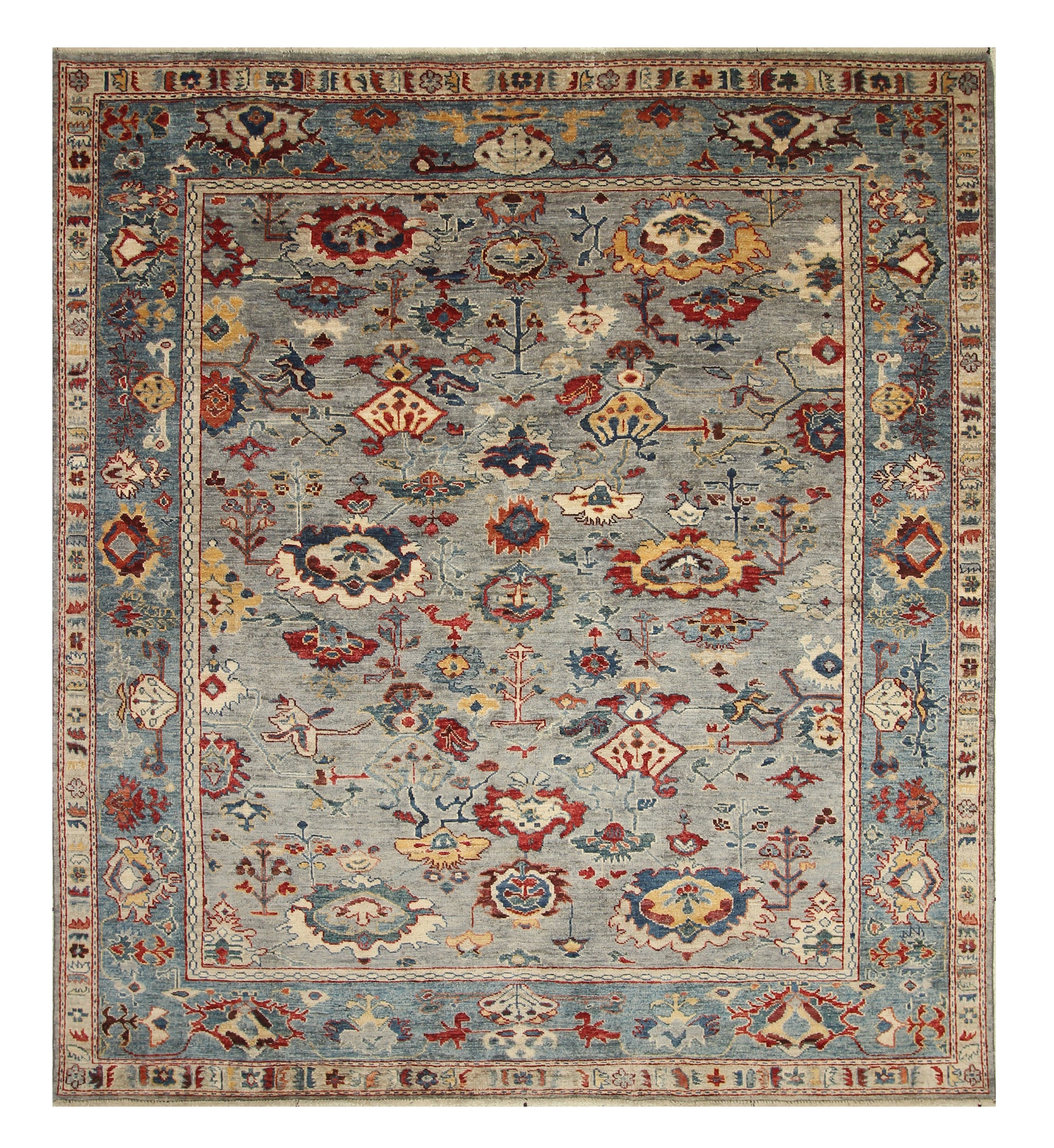 8x10 Gray Oushak Hand knotted Oriental Rug - Yildiz Rugs