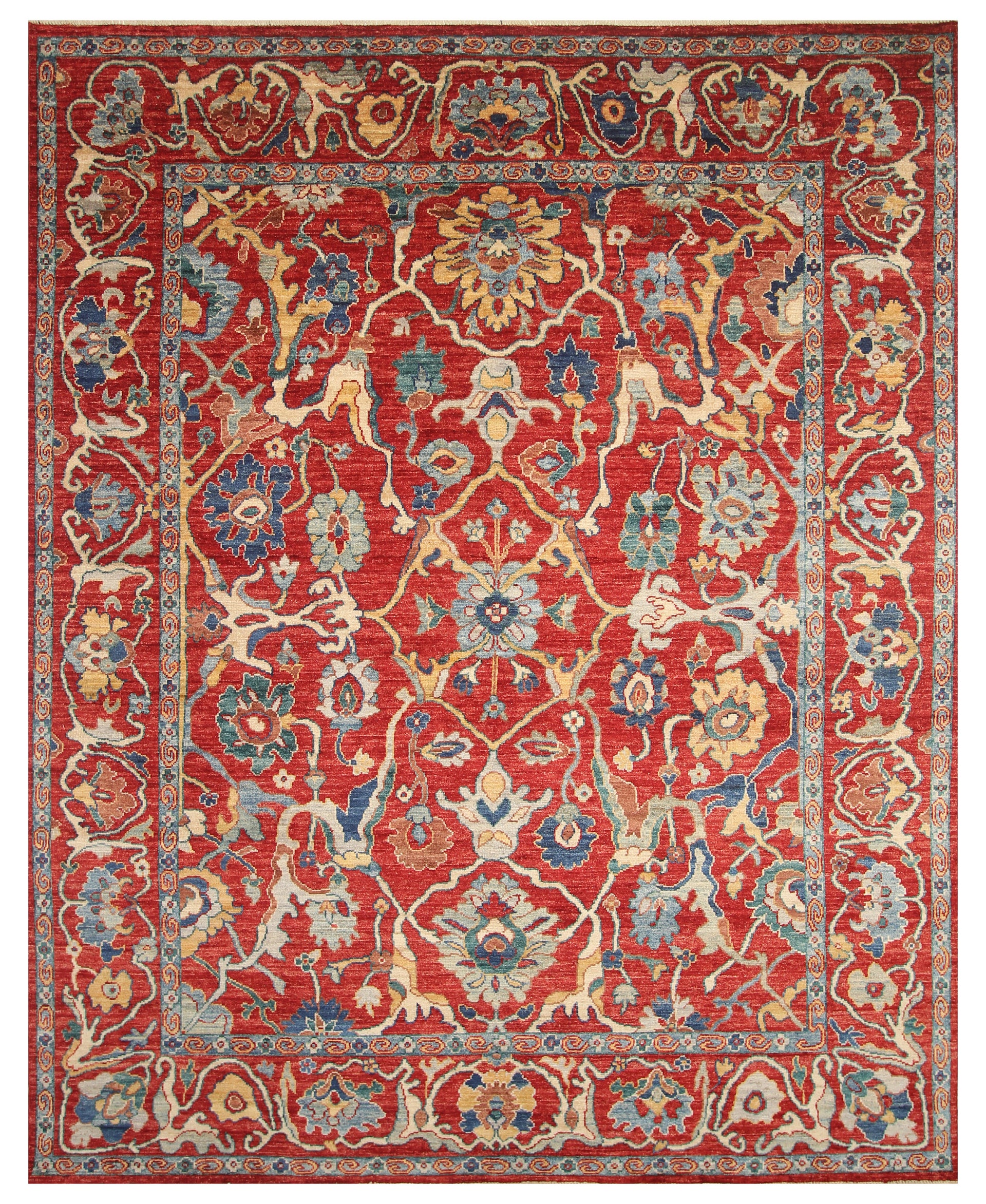 8x10 Red Oushak Hand knotted Turkish Rug