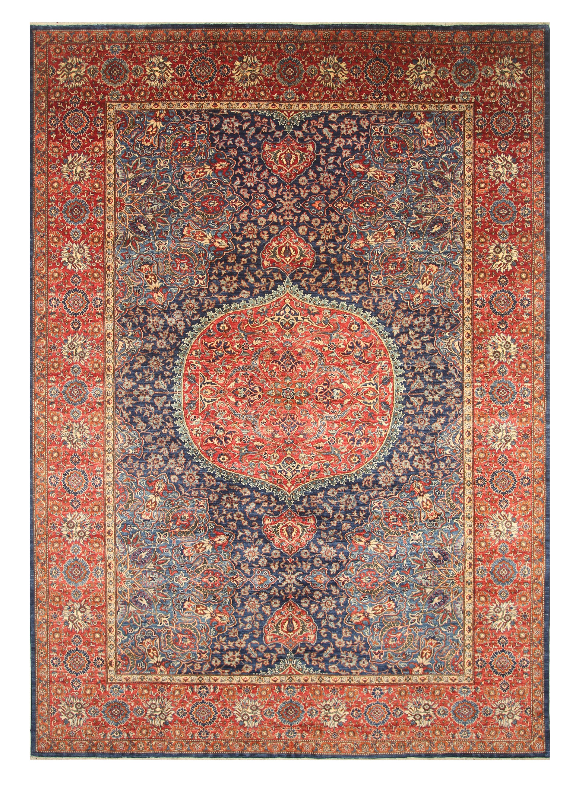10x14 Navy Blue Hereke Hand Knotted Oriental Rug - Yildiz Rugs