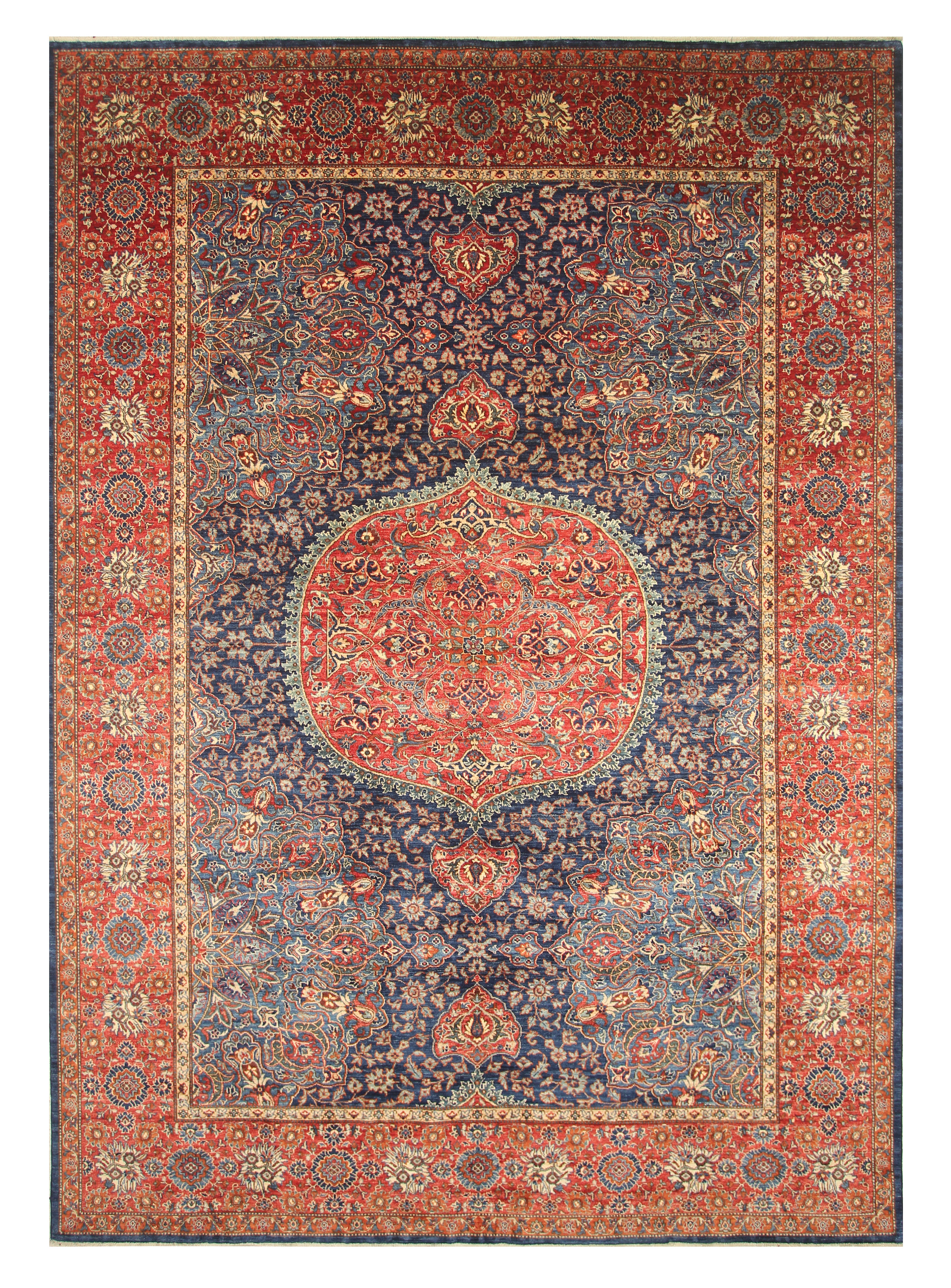 10x14 Navy Blue Hereke Hand Knotted Oriental Rug - Yildiz Rugs