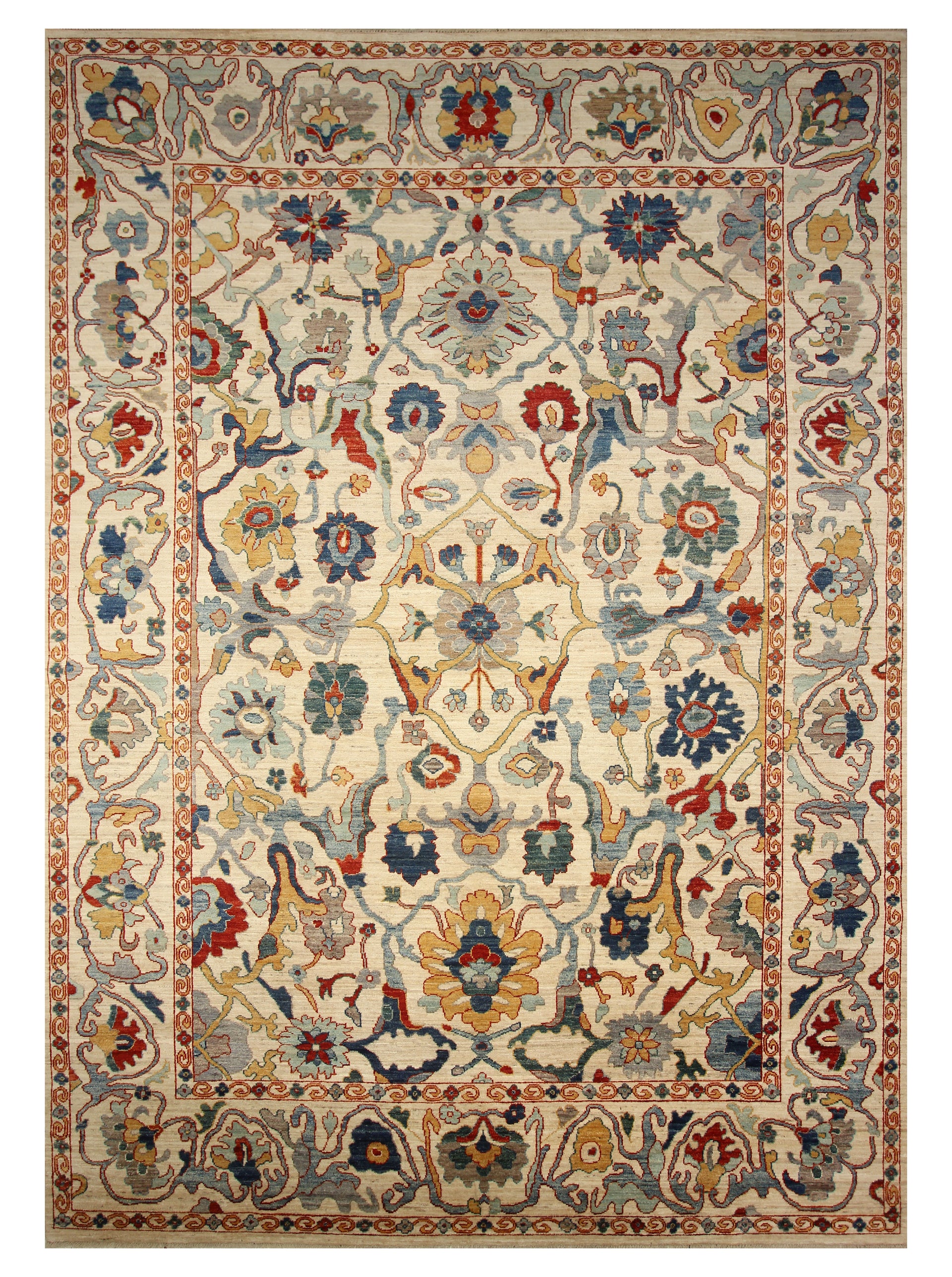 10x14 Ivory Beige Oushak Turkish Hand knotted Rug