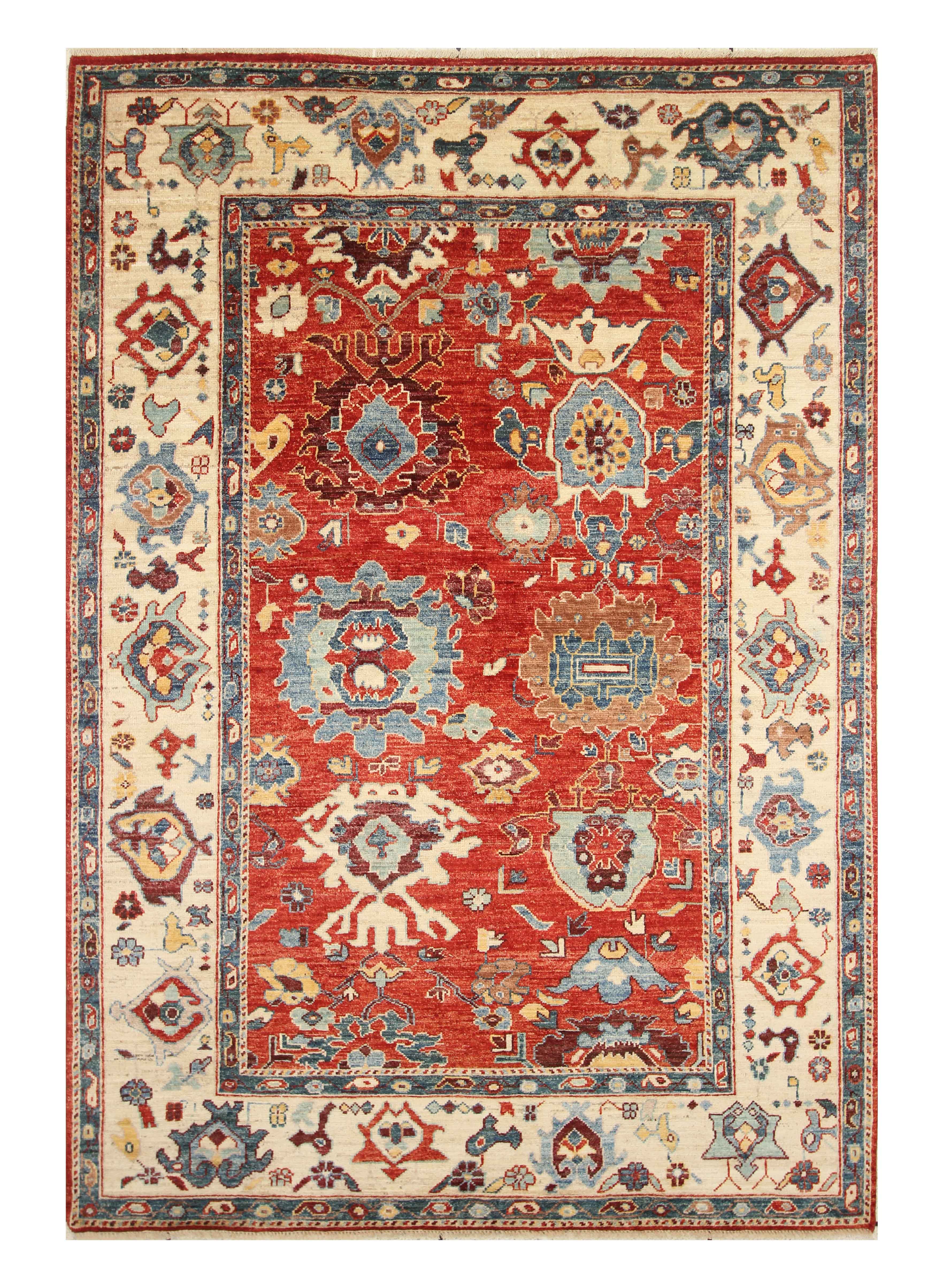 6x9 Rusty Red Oushak Hand-Knotted Wool Oriental Rug - Yildiz Rugs