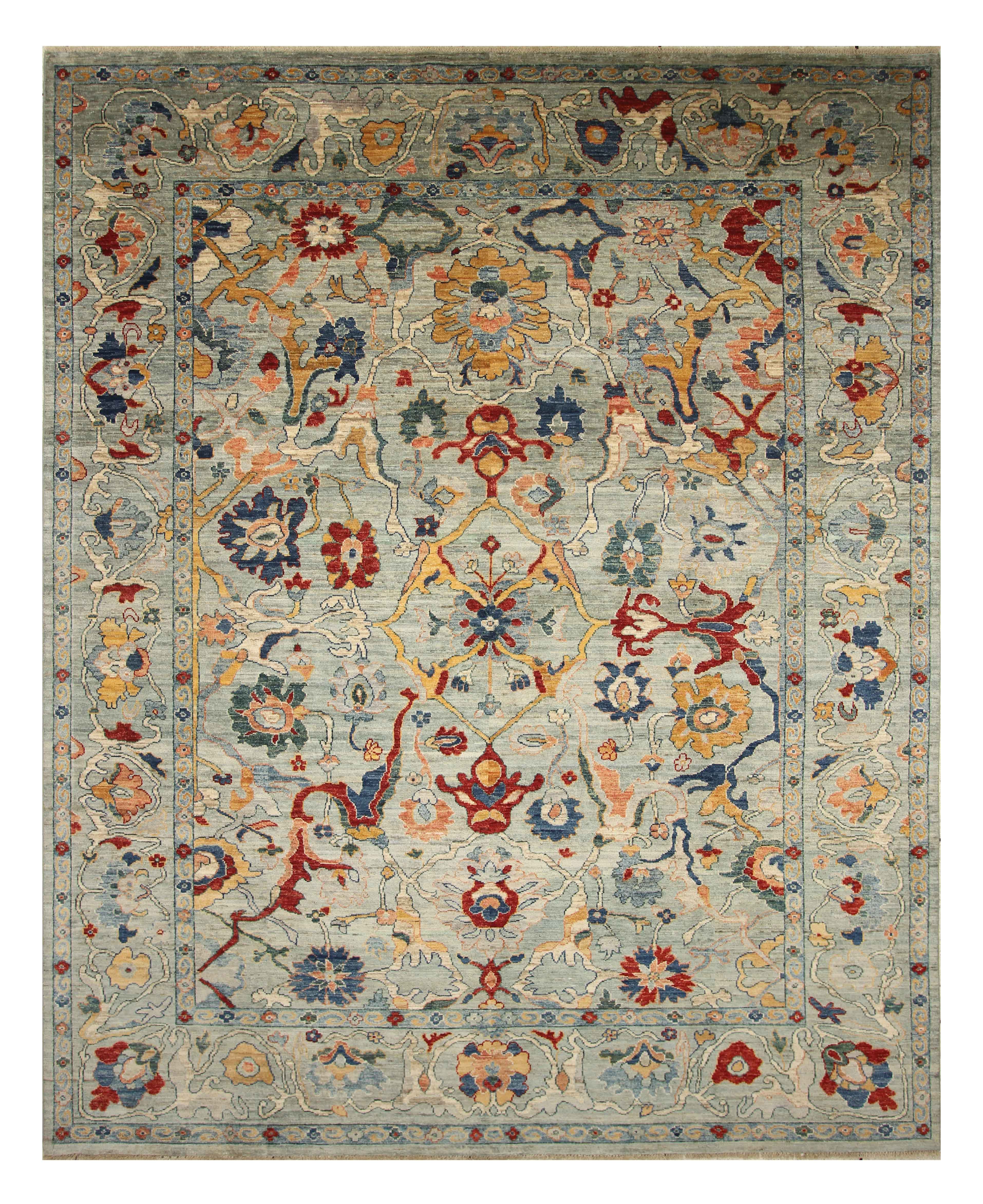 9x12 Oushak Blueish Gray Hand knotted Wool Rug - Yildiz Rugs