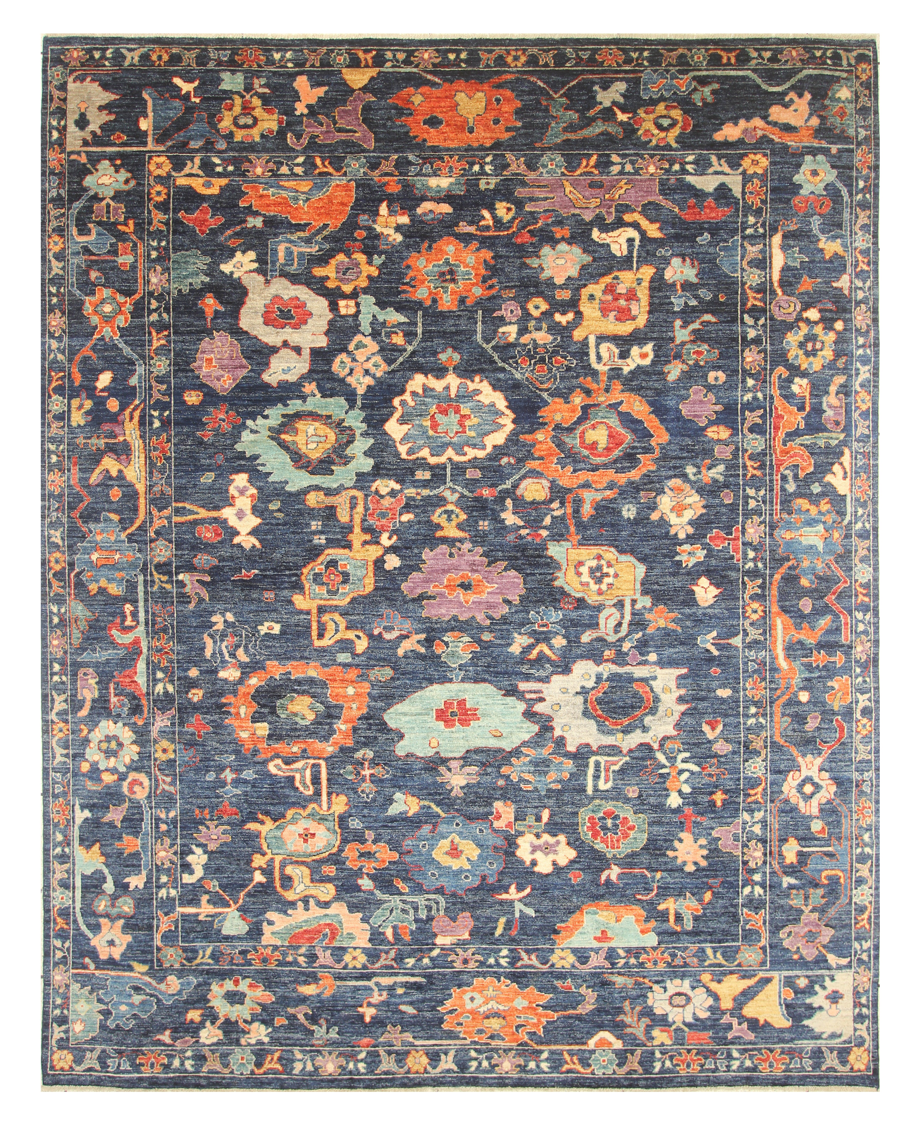 9'x11'4" Navy Blue Oushak Hand knotted Oriental Rug - Yildiz Rugs